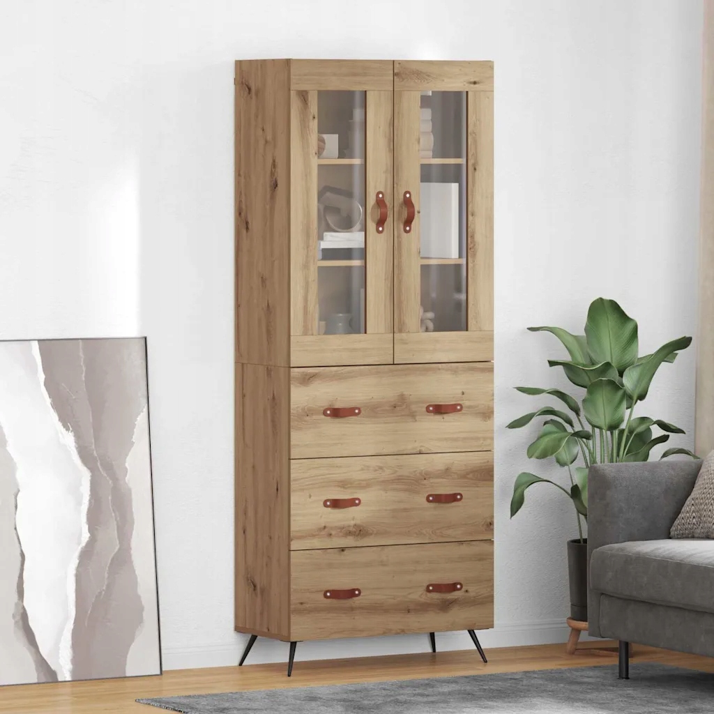 vidaXL Vysoká skříň s policí 2 pcs Artisanový dub kompozitní dřevo