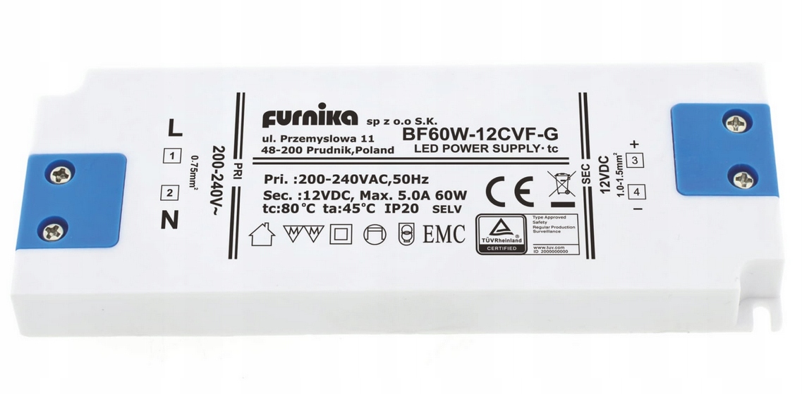Napájecí zdroj pro led 60W 12V transformátorový adaptér měnič napětí 12V DC IP20