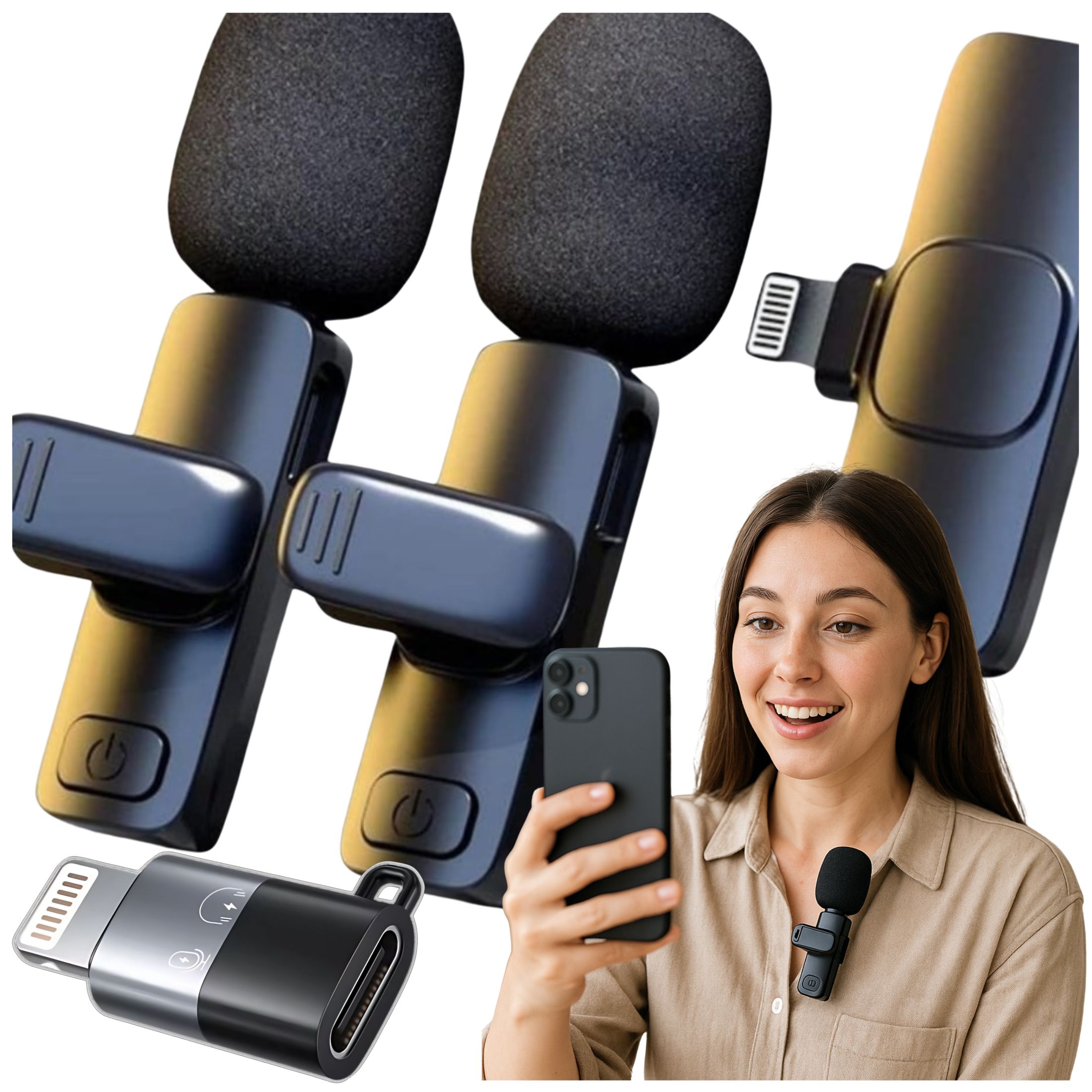 Mikrofon Bezprzewodowy Krawatowy Ios Do Iphone 10 11 12 13 Bluetooth 2szt