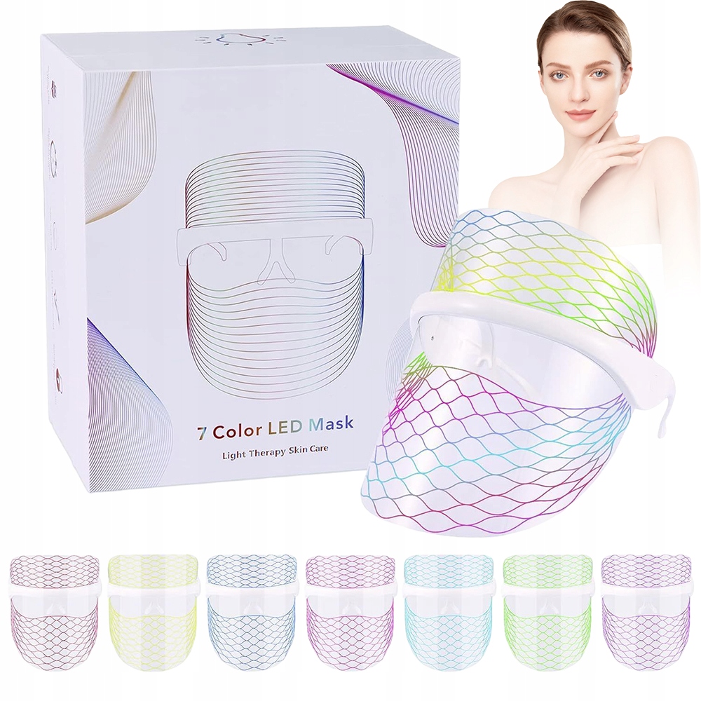 Led maska 7 barev na obličej, krk a hrudník, zkrášlující lifting
