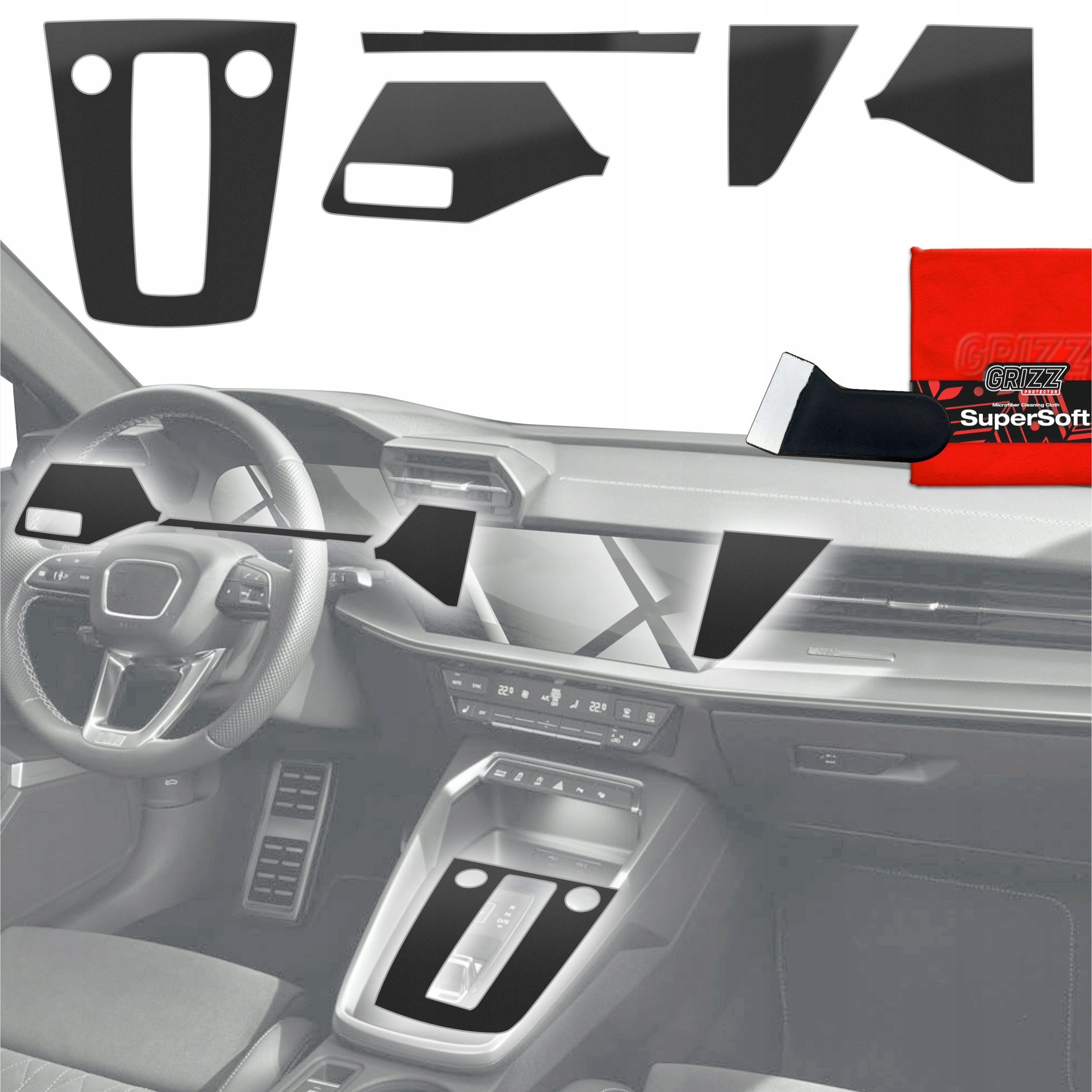 Fólie do interiéru Audi A3 8Y (2020-2025) Grizz 5v1 Černá Antiotisková