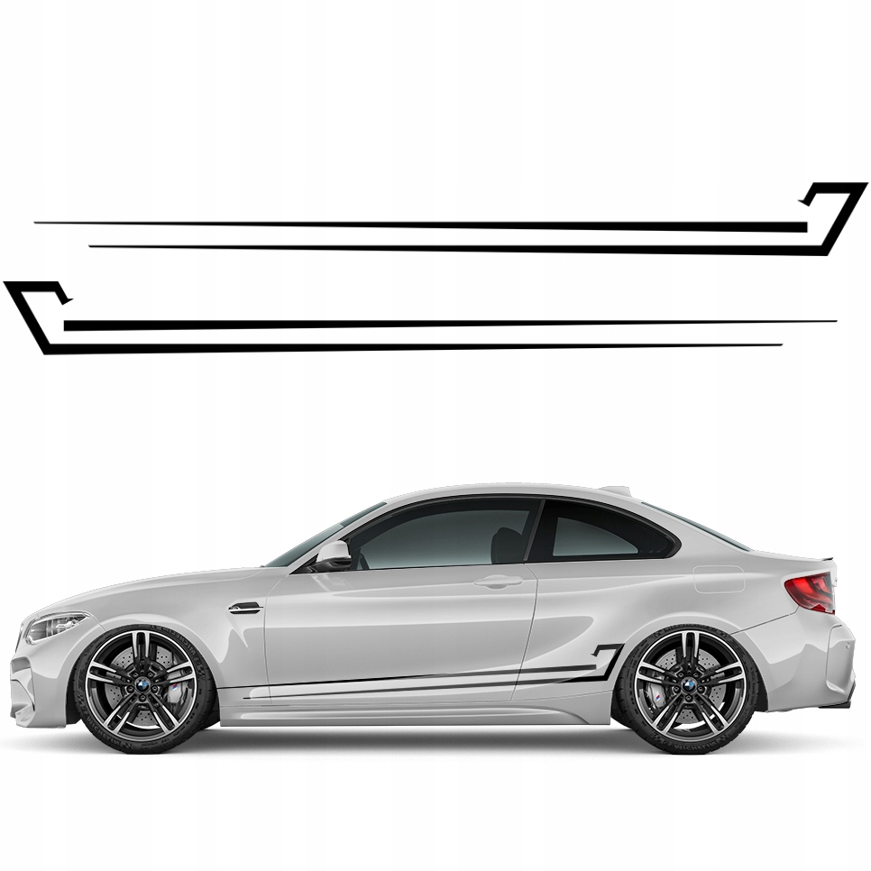 2x Nálepka Grafika na bok auta auto Pruhy Linie Sportovní Pásy 14x160