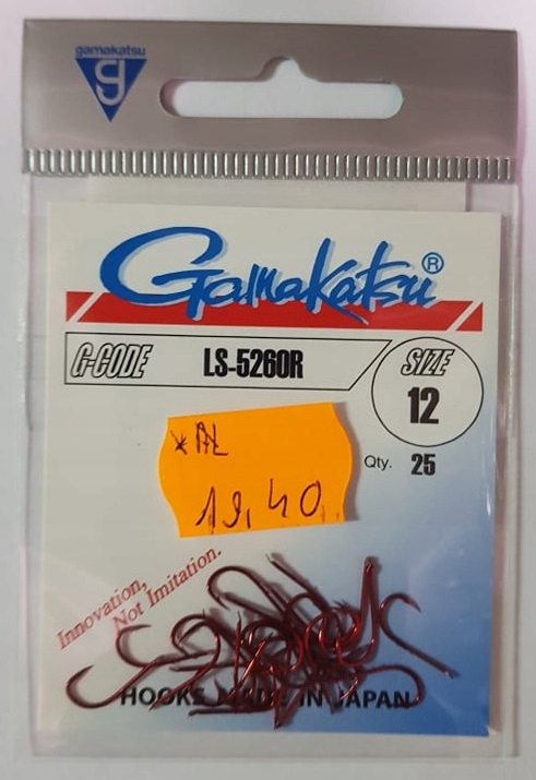 Haczyki Gamakatsu LS-5260R nr 12 czerwony