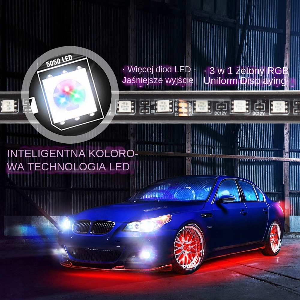 4szt ŚWIATŁOWÓD EL WIRE LED RGB AMBIENT podwozie samochodu z PILOT APP Producent części Inny