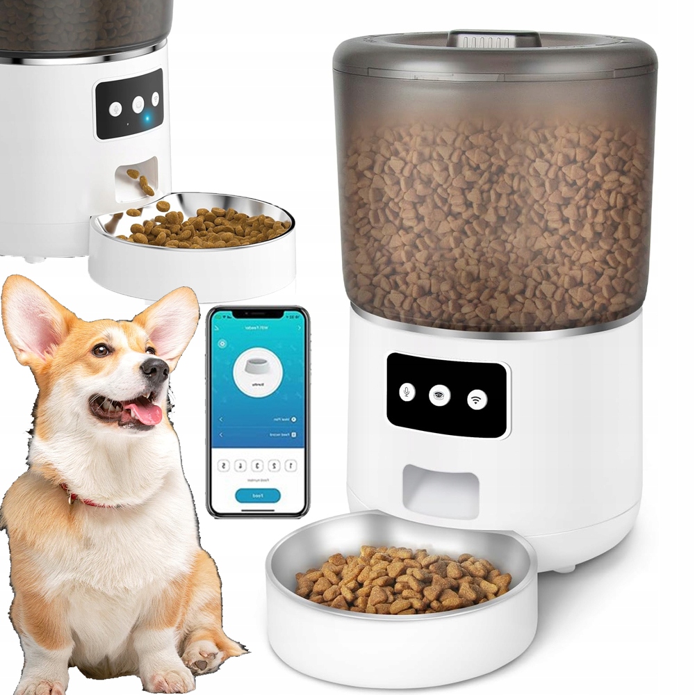 Levně Automatické Inteligentní Krmítko Pro Kočky A Psy S Wifi Podavačem 4 L