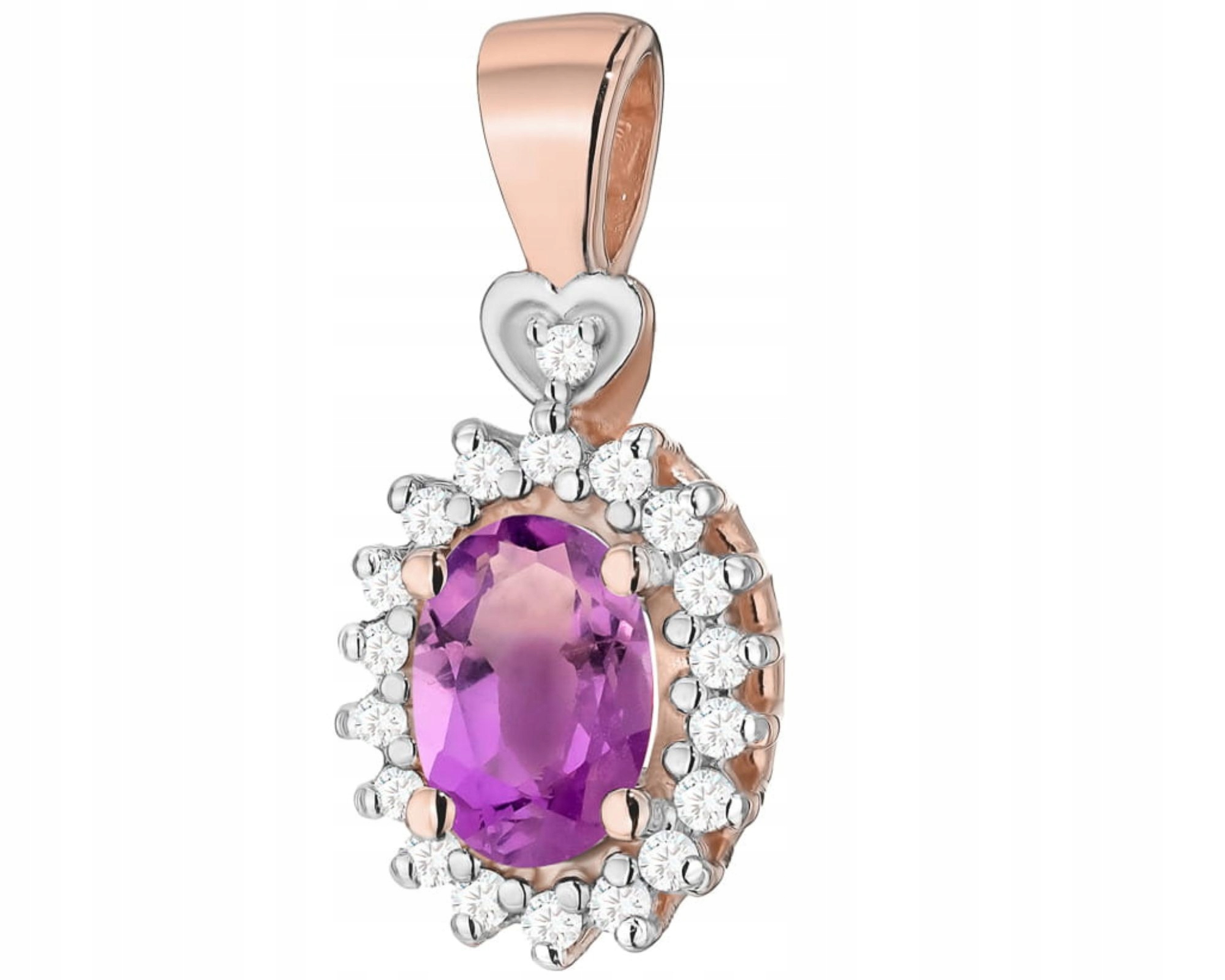 Růžové Zlato Přívěsek Briliant Diamant Ametyst 585 Dárek Gravírování