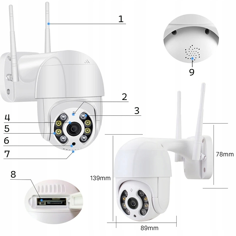KAMERA OBROTOWA WiFi IP ZEWNĘTRZNA 4x ZOOM 5Mpx 25 FPS Biała Rozdzielczość 5 Mpx
