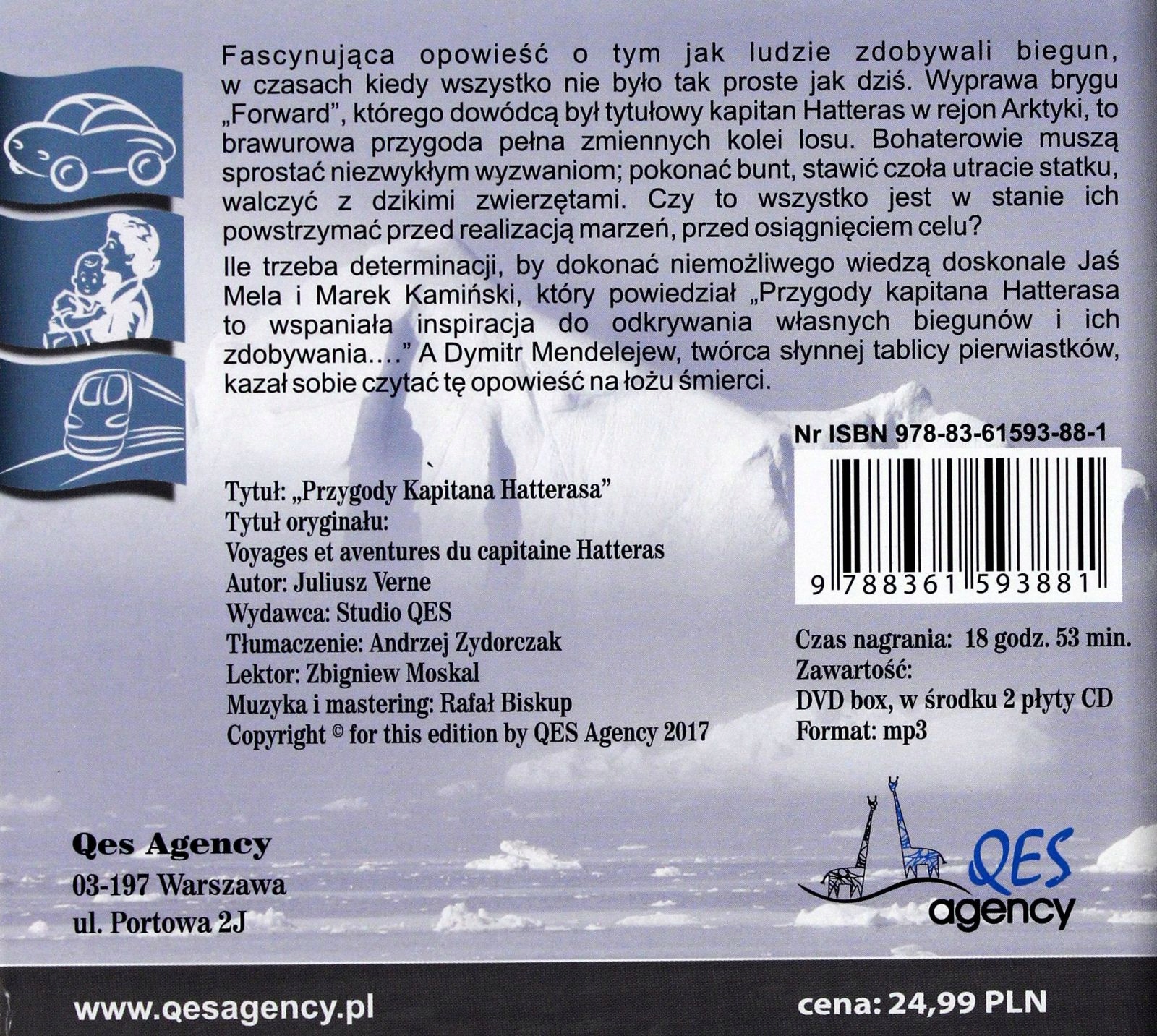 PRZYGODY KAPITANA HATTERASA QES - JULIUSZ VERNE [AUDIOBOOK] Stan opakowania oryginalne