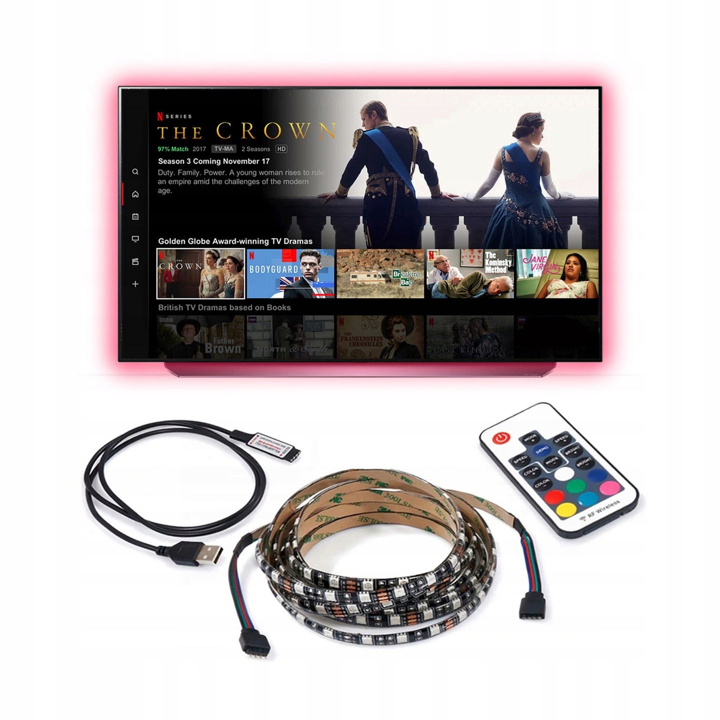 

Zestaw Led Rgb 5V Usb Podświetlenie Tv Pilot 5mb