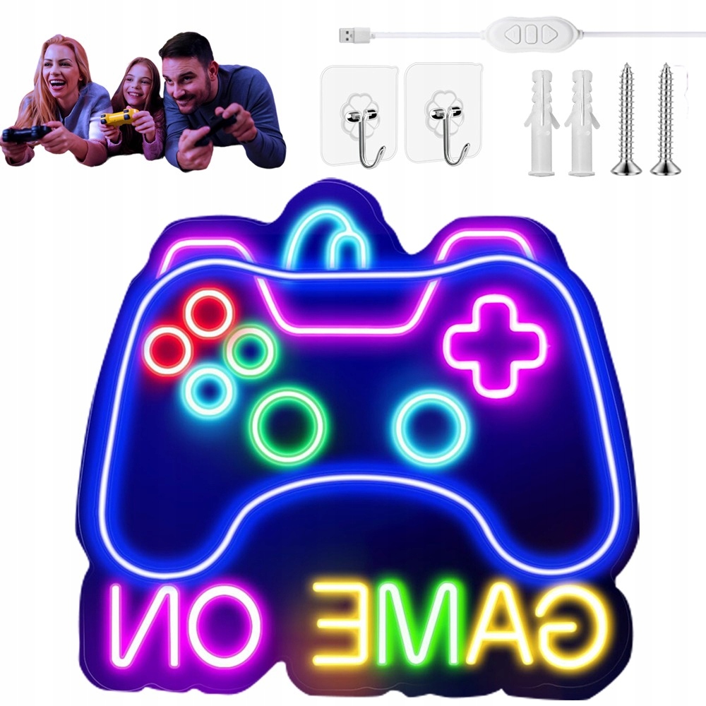 Barevný neonový Led displej ve tvaru gamepadu na Usb do herny