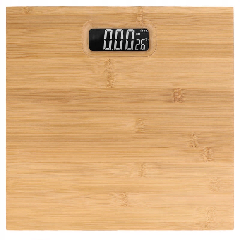 WAGA ŁAZIENKOWA NATURALNY BAMBUS LED TERMOMETR