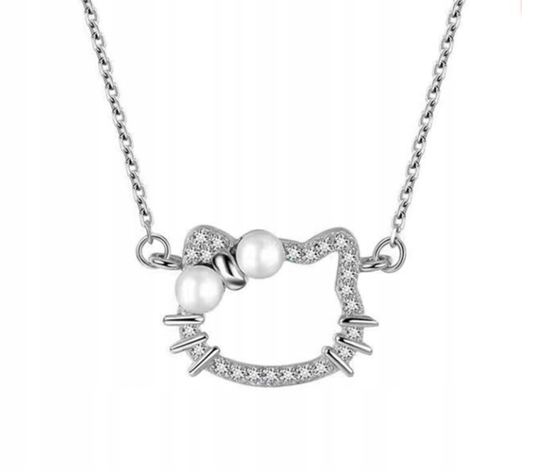 Wisiorek Hello Kitty fairy goth Łańcuszek Perełki Materiał Inny
