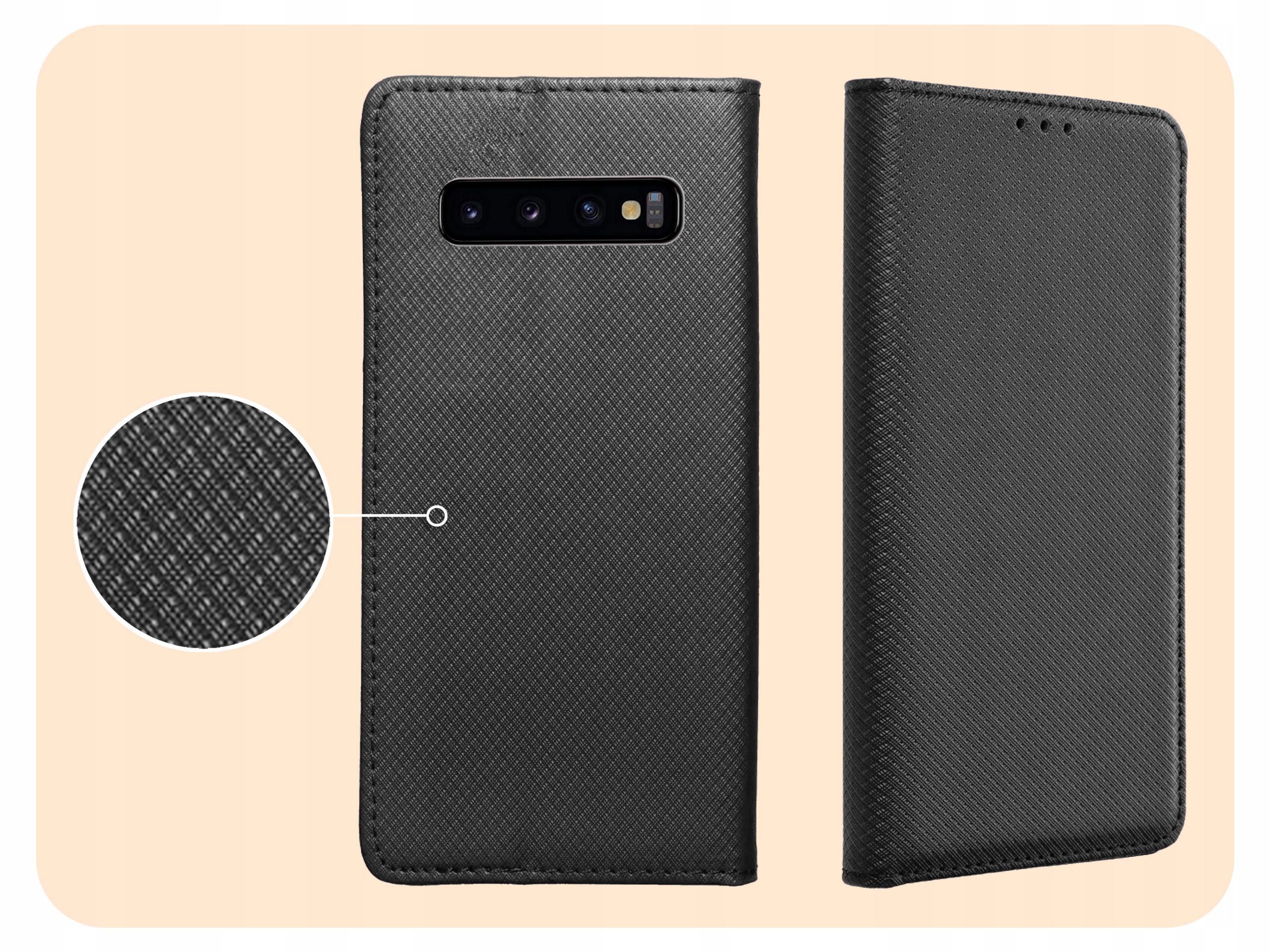 ETUI Z KLAPKĄ DO SAMSUNG GALAXY S10 CZARNE ZAMYKANE MAGNETYCZNE KABURA FLIP Dedykowana marka Samsung