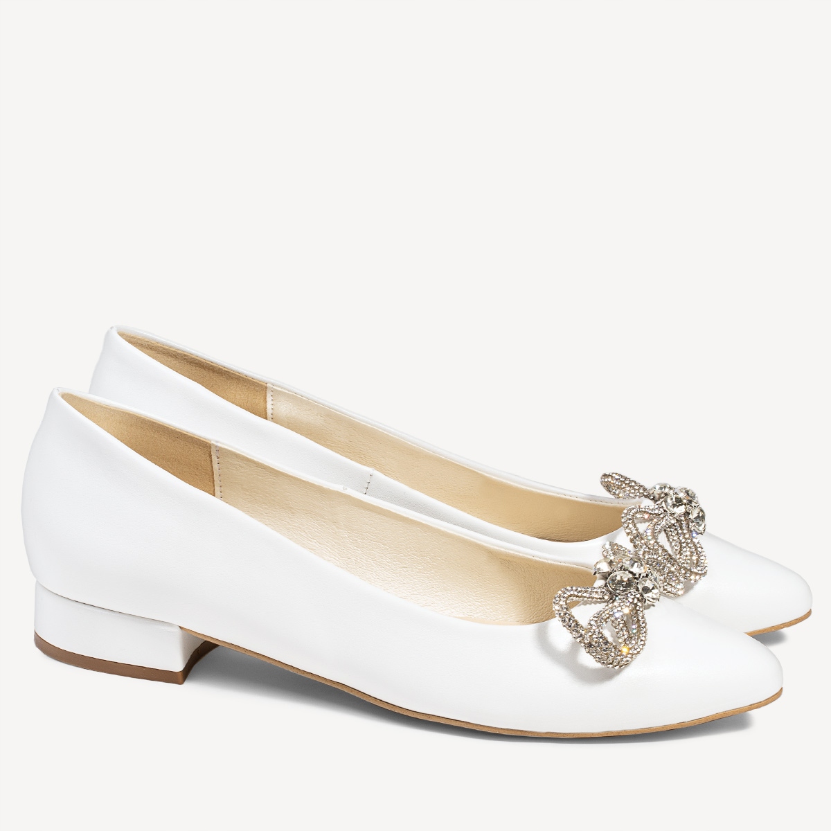 BRILU ŚLUBNE BALERINKI Z OZDOBĄ BIAŁE 40 Oryginalne opakowanie producenta pudełko