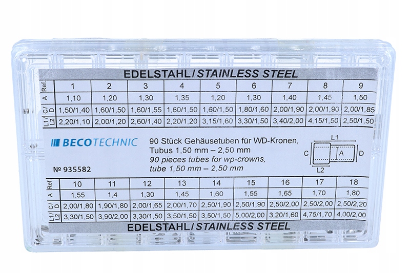 Sada ocelových krbů na hodinky 90 ks