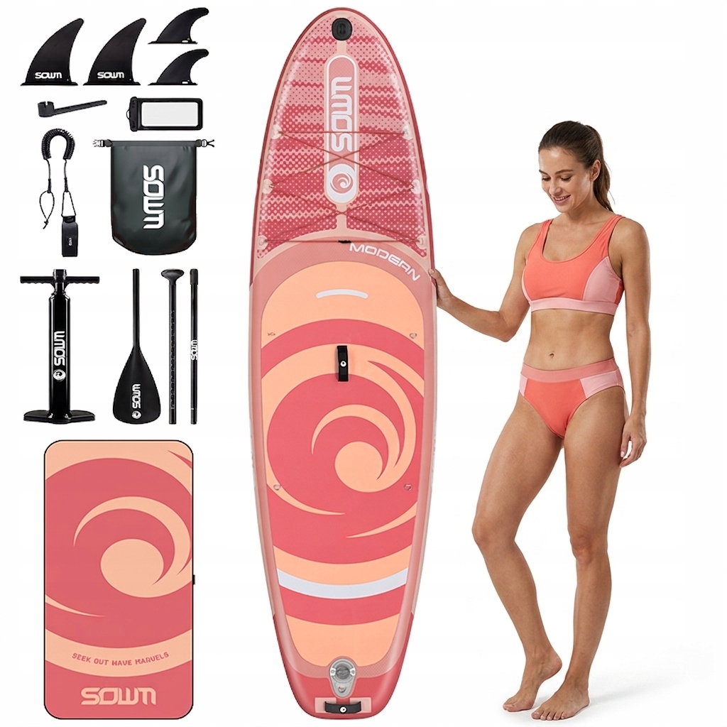 Sup Deska Pompowana Do Pływania Paddle Stand Up Zestaw 320CM Brzoskwinia