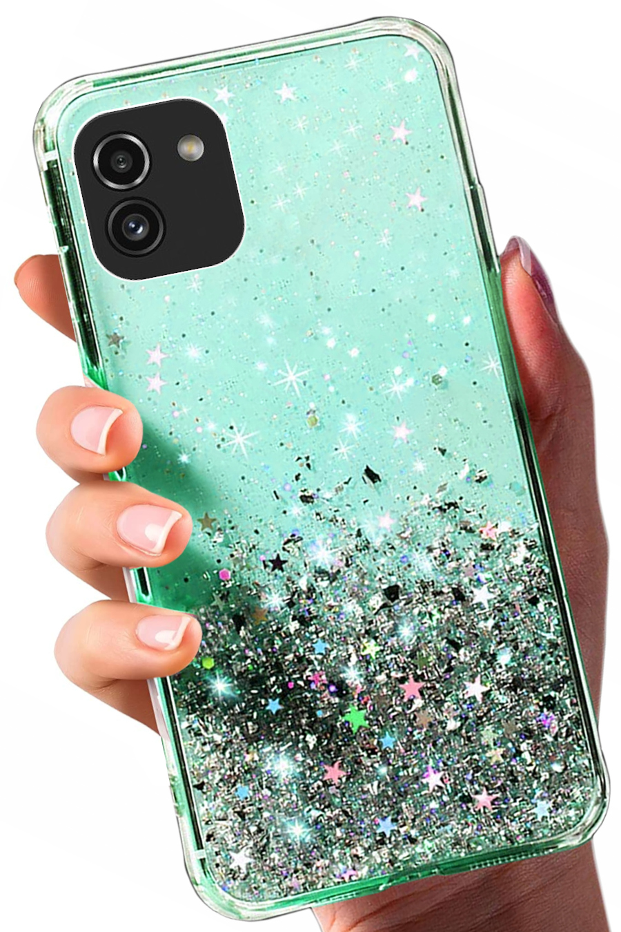 

Etui do Samsung A03 Glitter Case Brokat Szkło