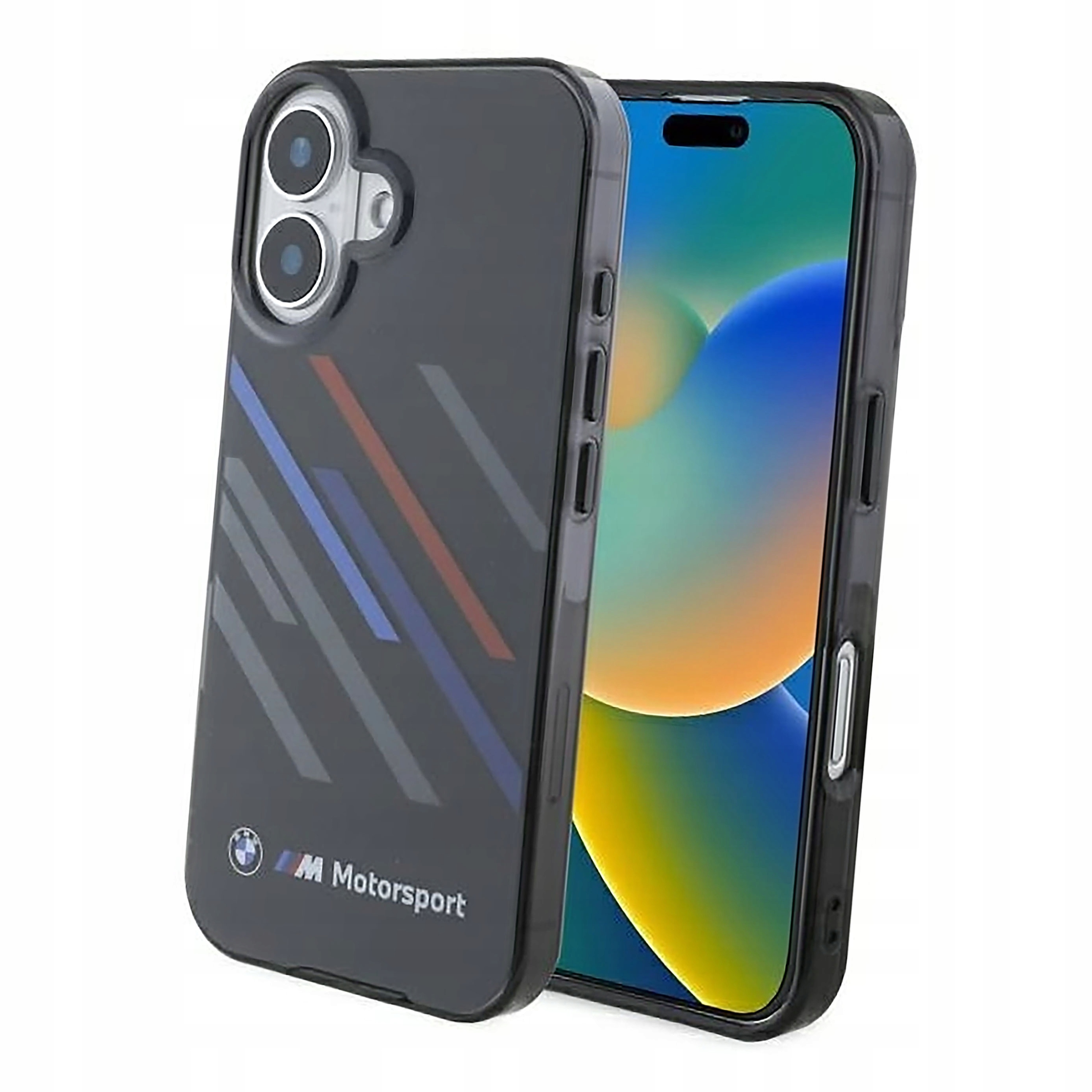 Plecki Etui Bmw Motosport IML Random Stripes do iPhone 16 Plus czarne