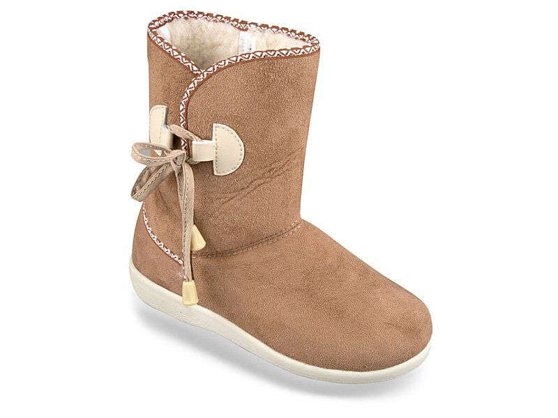 Dámské kozačky Bambosze béžové zateplené vlnou, lehká podrážka
