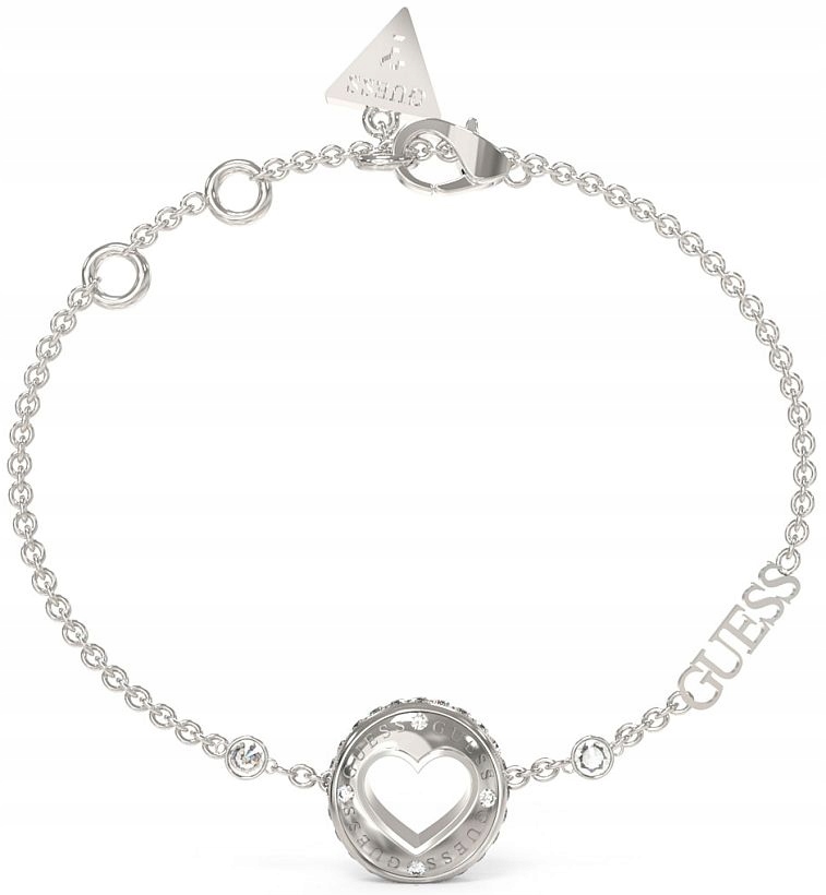 Originální Stříbrný Dámský Náramek Guess Rolling Hearts, Módní Jako Dárek
