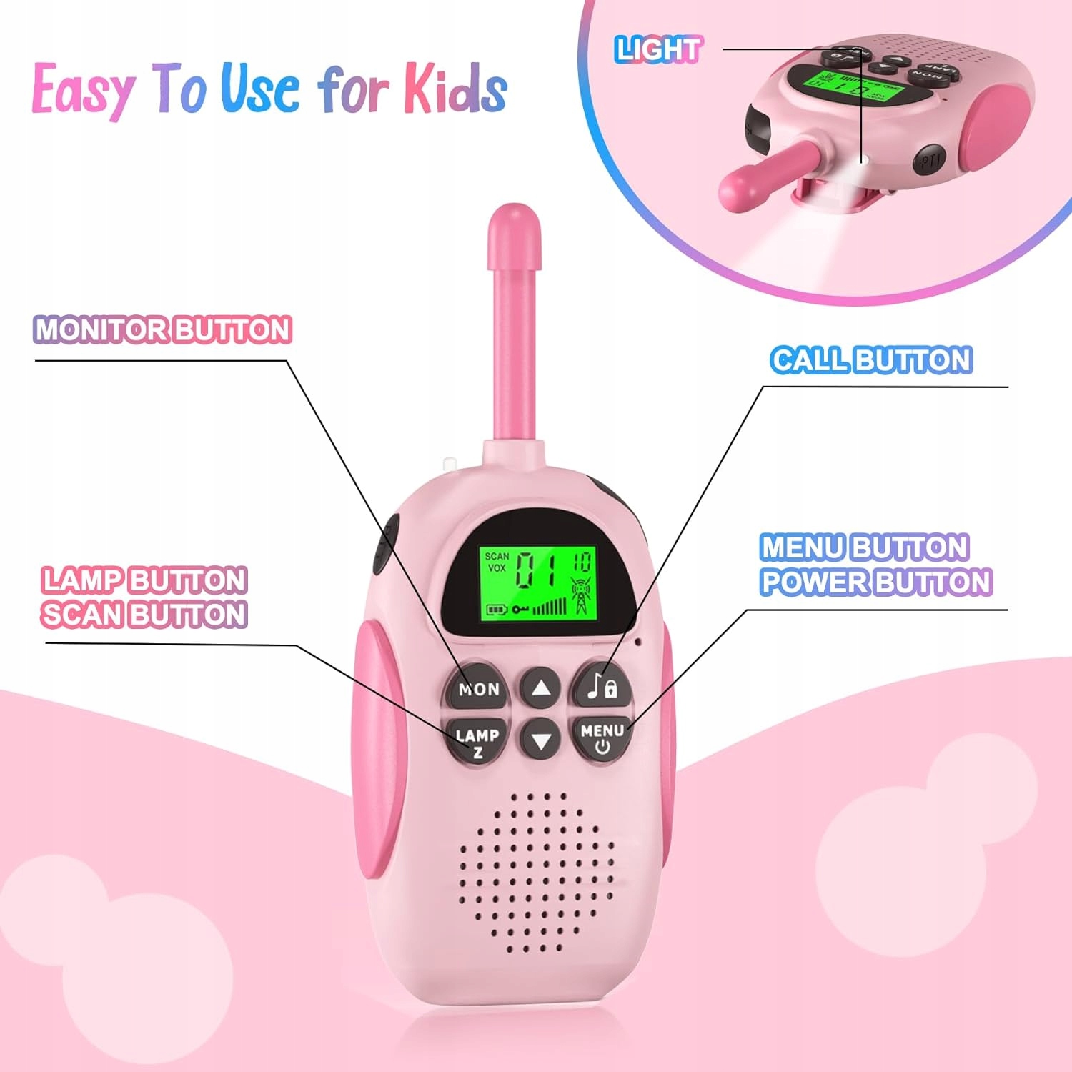 Krótkofalówka walkie talkie dla dzieci 2 sztuki DJ100 3KM Marka bez marki