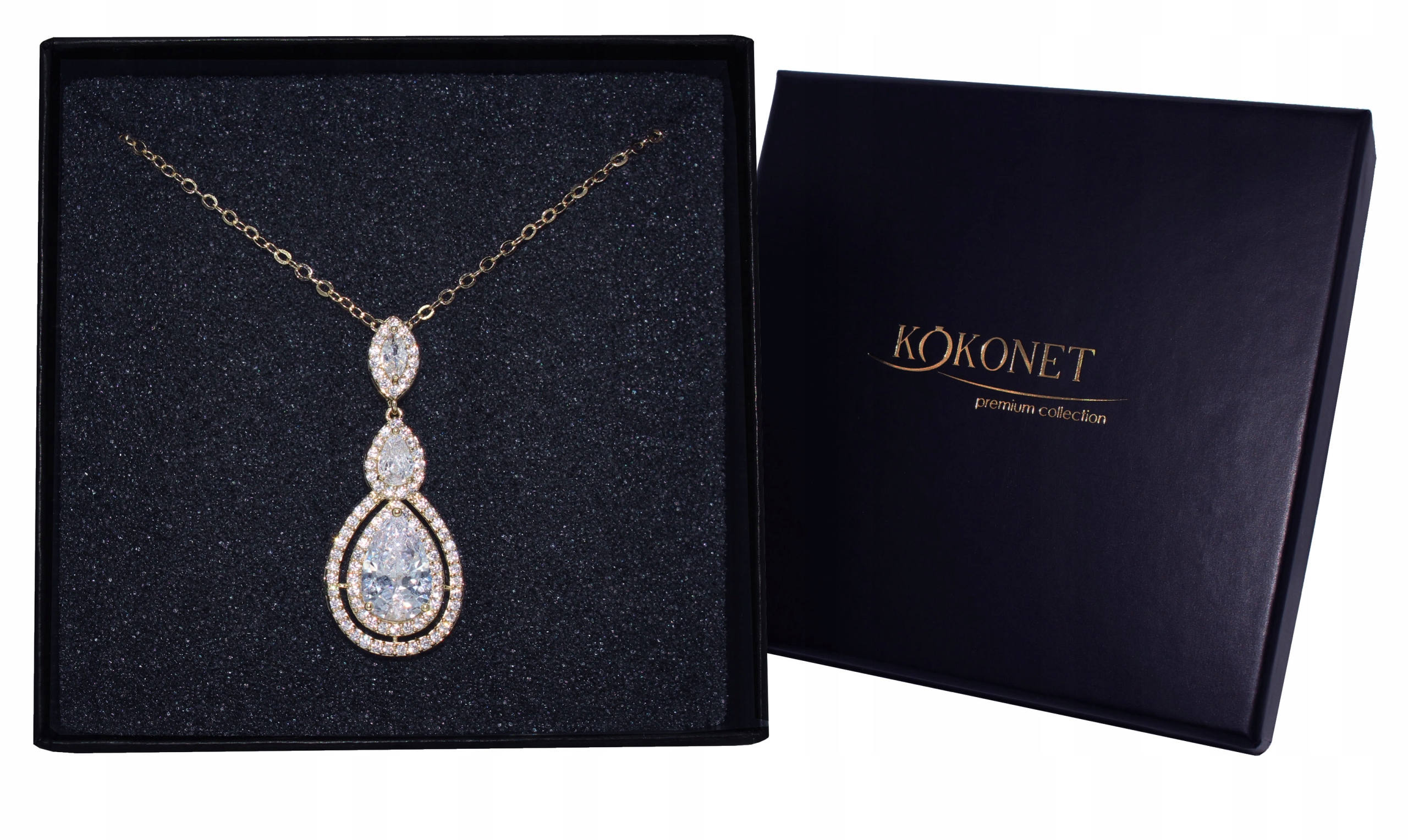 Łańcuszek z zawieszką PREZENT złoty ŁEZKA wesele