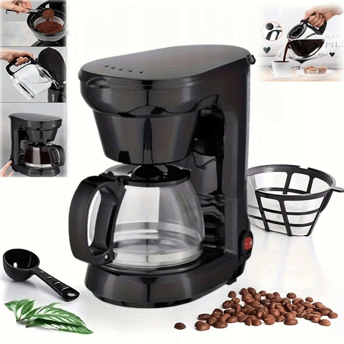 Kávovar 750 ML Pro 4-6 Šálků Se Snadným Naléváním Bez Odkapávání