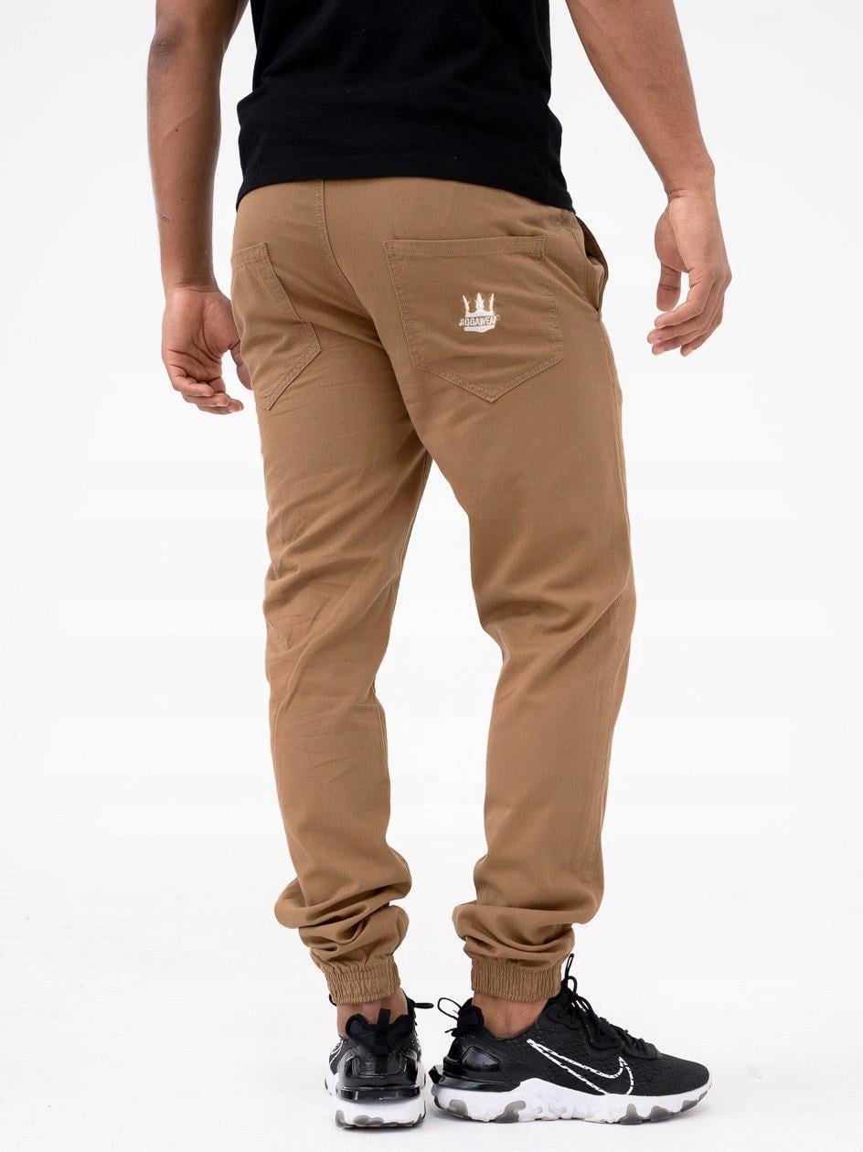 Látkové Kalhoty Jogger Pánské Hnědé Na Gumičce Šňůrky Jigga Korona XL