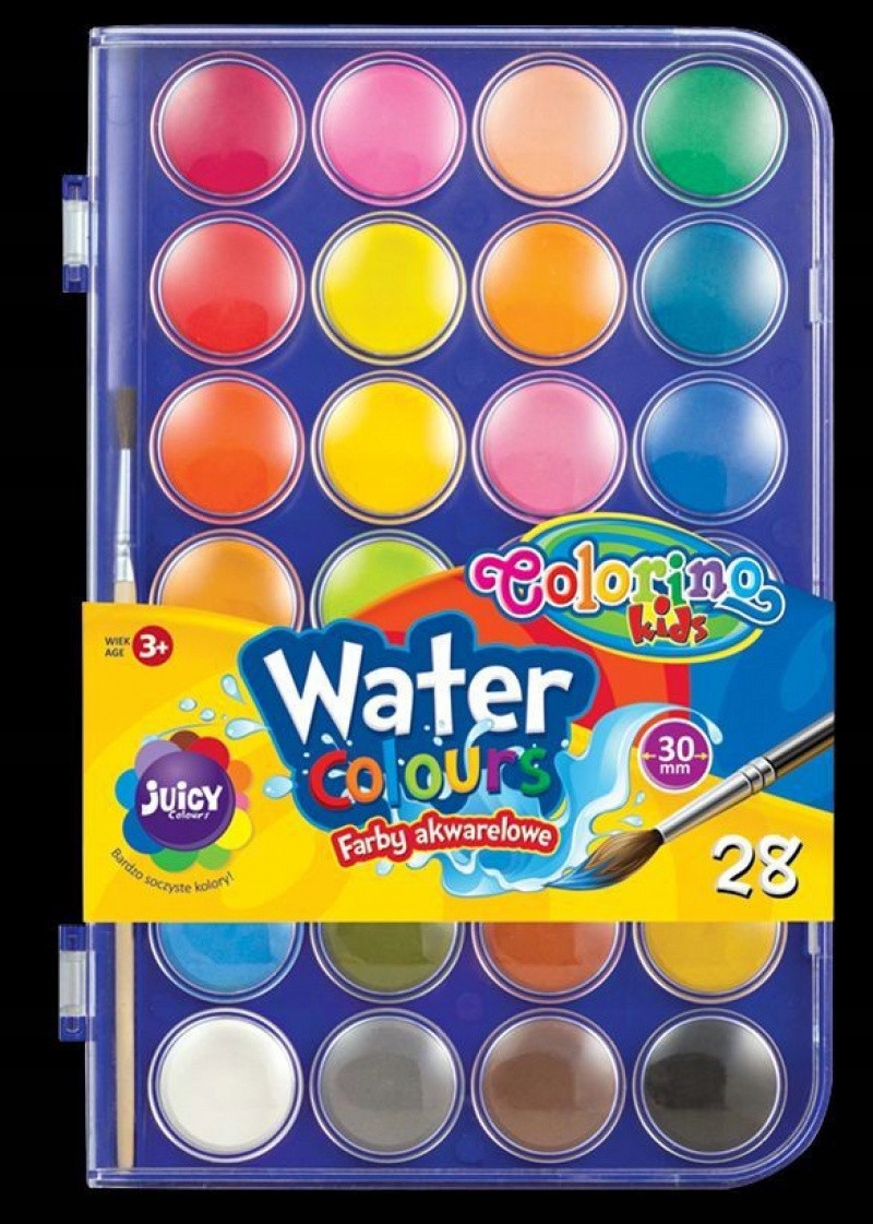 ZESTAW Farby Wodne Akwarele 28 Kolorów do Szkoły