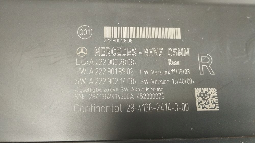 Mercedes-Benz S W222 2014 module control unit seat A2229002808