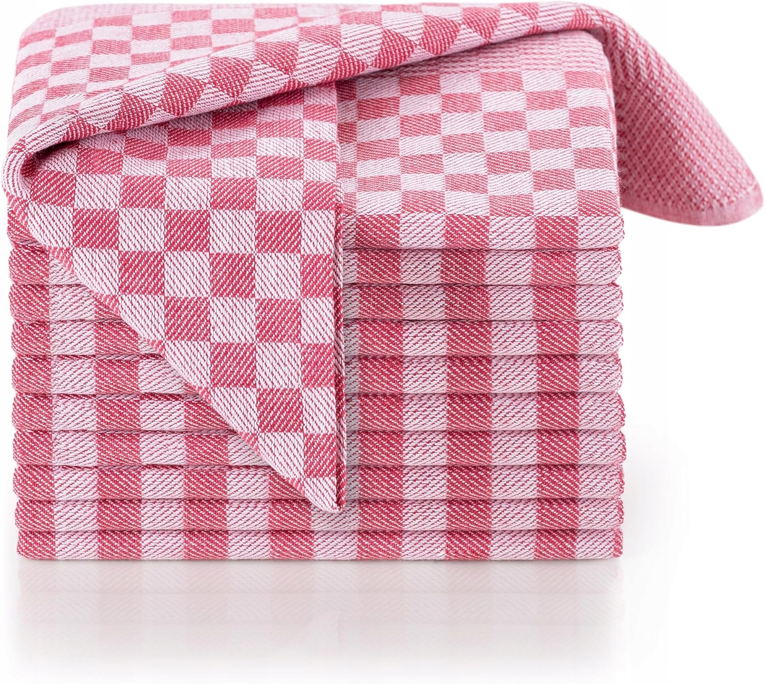 Levně Kuchyňské Utěrky 5 Kusů 50X70 CM Bavlna Mřížka Krásná Červená Barva