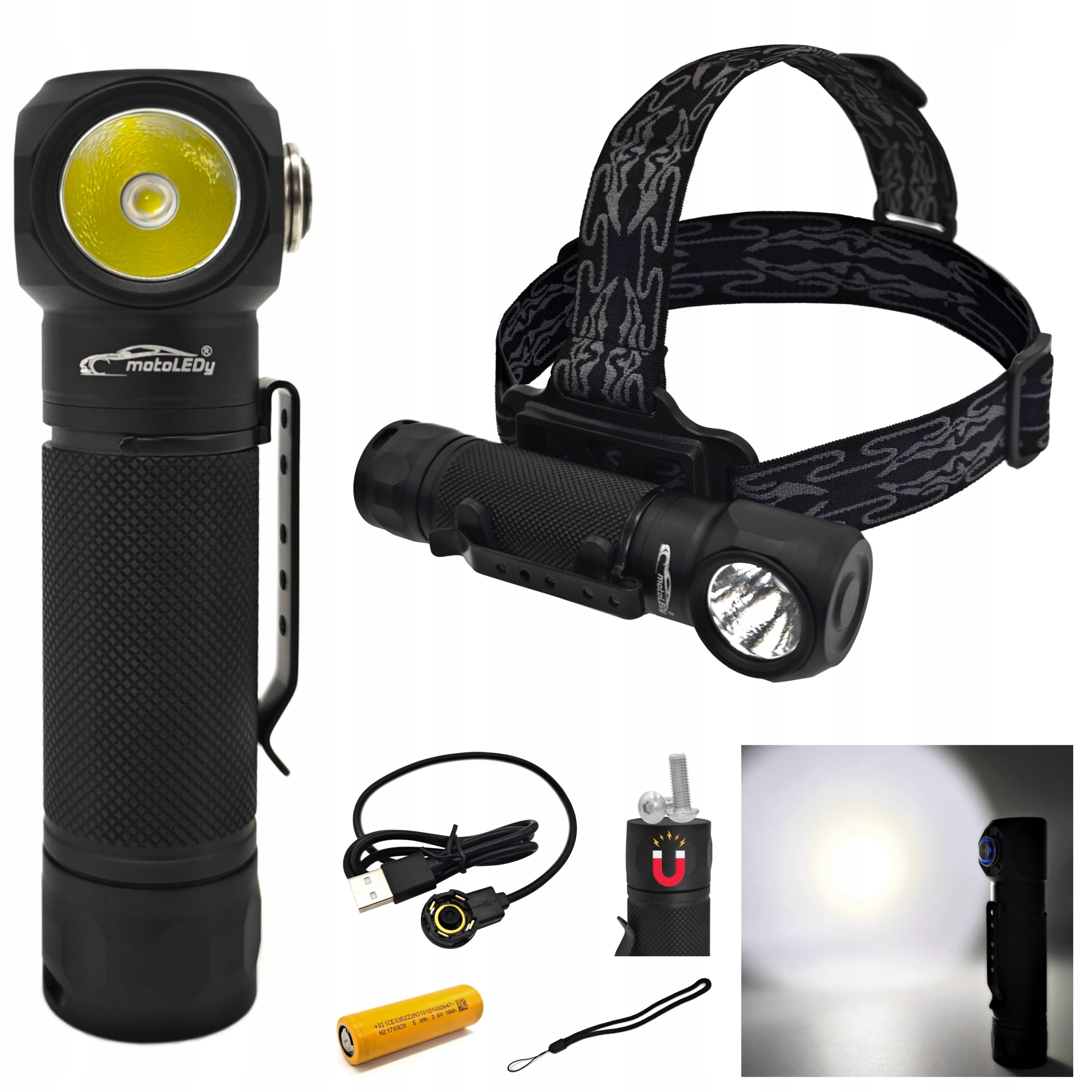 Taktická multifunkční Led čelovka 2v1 motoLEDy