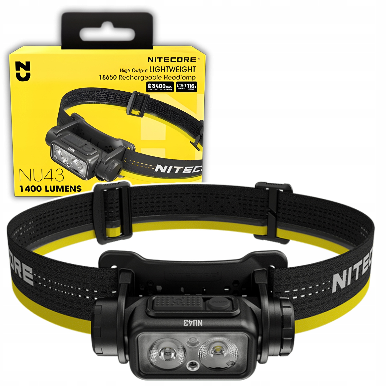 Latarka czołowa Nitecore NU43 1400 lumenów czujnik zbliżeniowy mocna Usb C