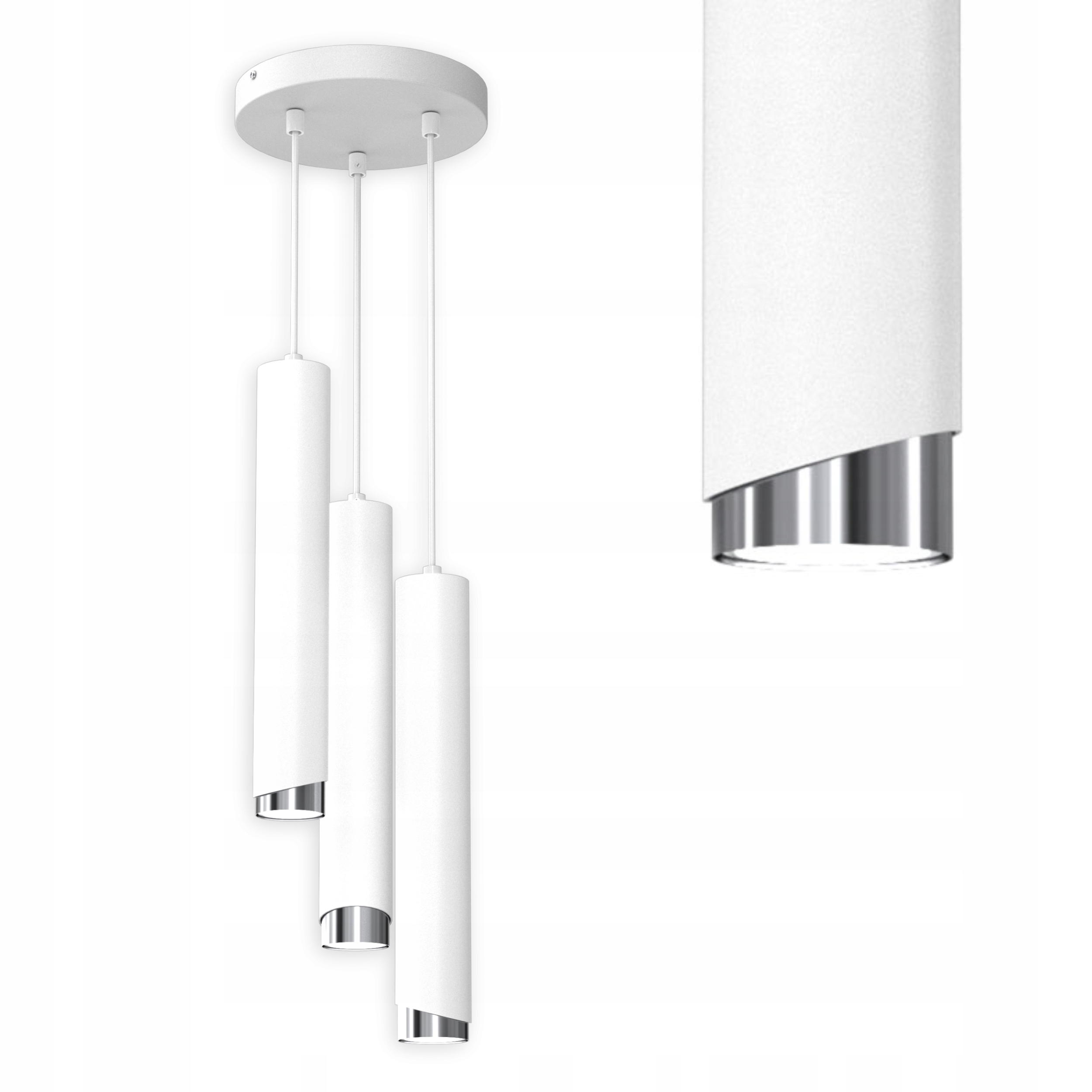 Závěsné Stropní Svítidlo Trubice Kov GU10 Loft Spot Bílá Chromová Sopel