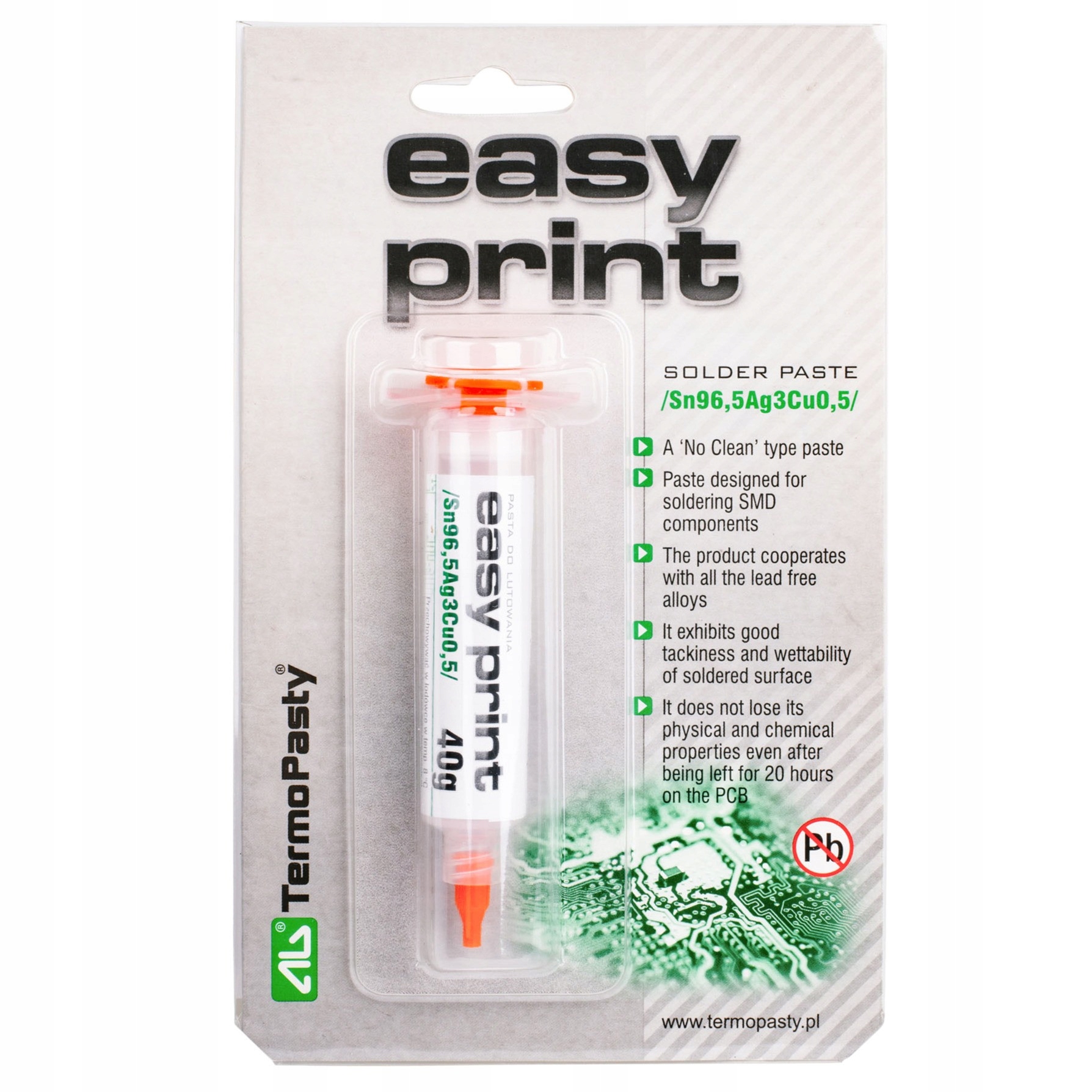

Ag Easy Print Solder Paste Sn96,5/Ag3/Cu0,5 40g