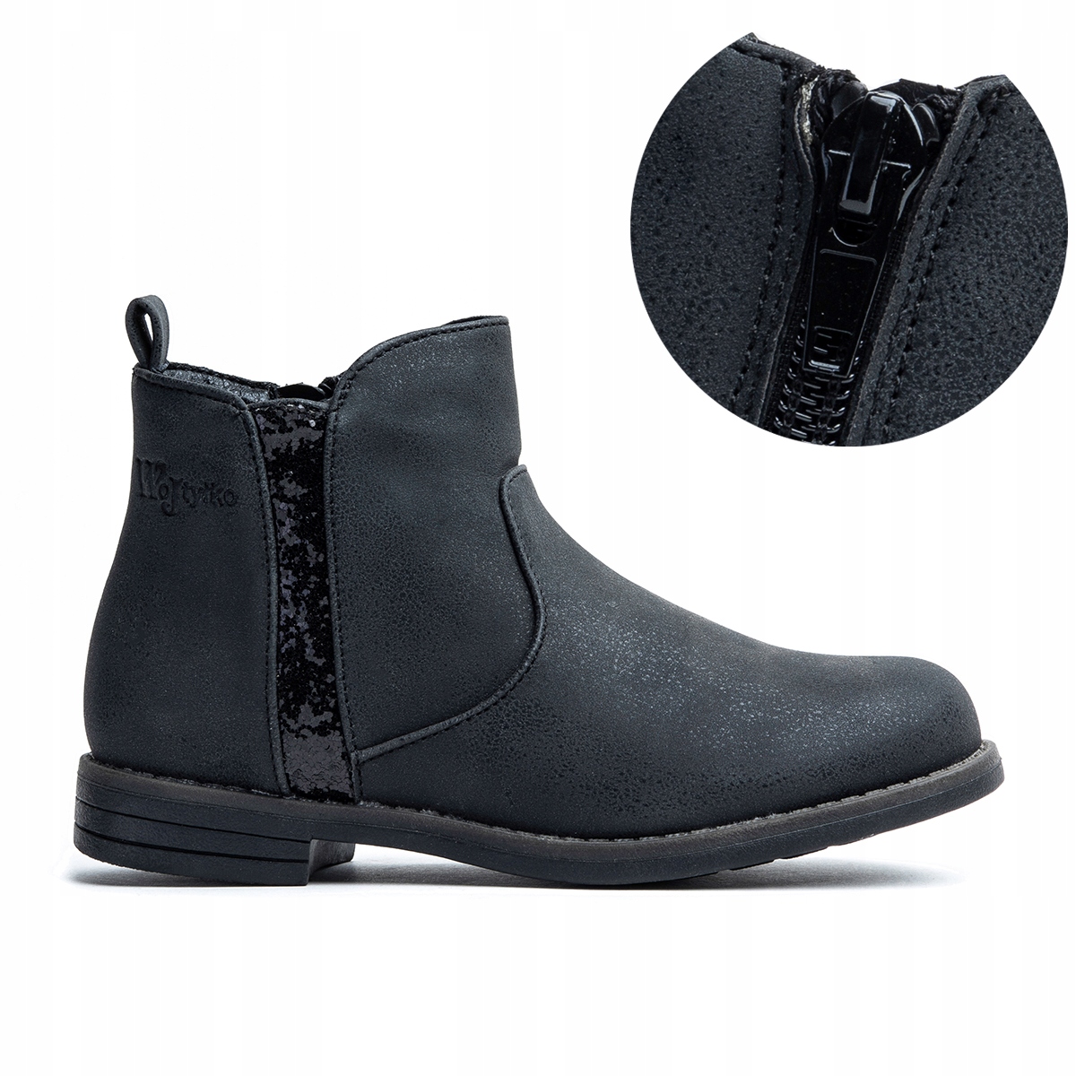 Trzewiki SZTYBLETY dziewczęce OCIEPLANE botki LEKKIE brokat SUWAK Wojtyłko