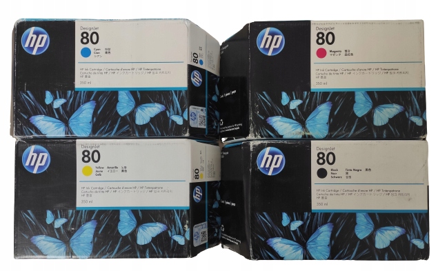 Sada atramentov Hp 80 Cmyk C4871A C4846A c4847A C4848A Dj 1050 1055 Originál