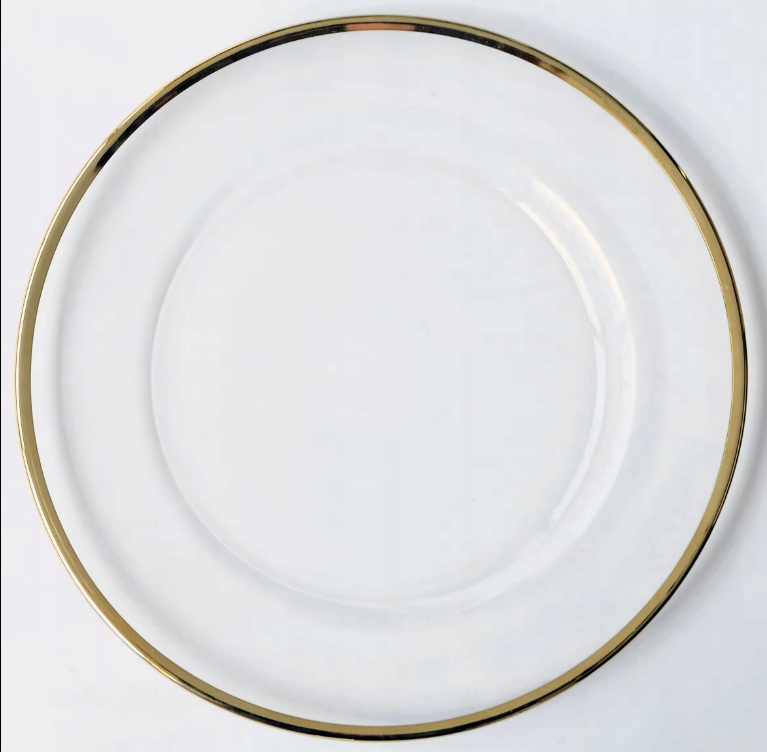 Złoty podtalerz szklany ze złotym rantem 8 szt., średnica 33 cm Marka inna