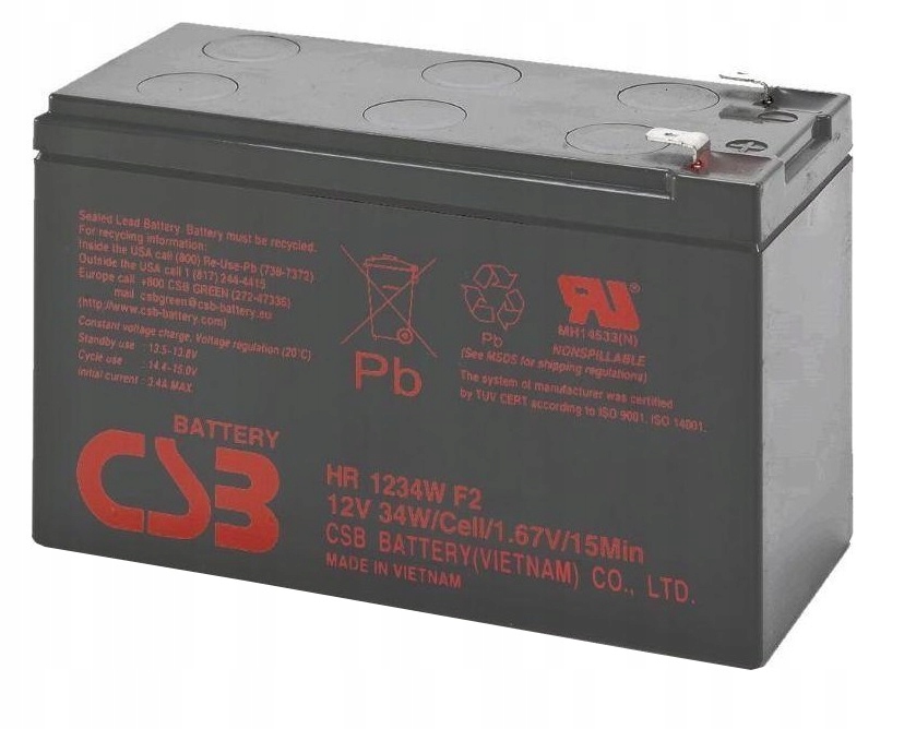 Akumulator AGM CSB HR1234 WF2 12V 9Ah UPS APC