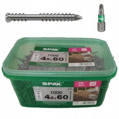 

Spax Wkręty tarasowe C4 4,5x60mm srebrny 1000 +Bit
