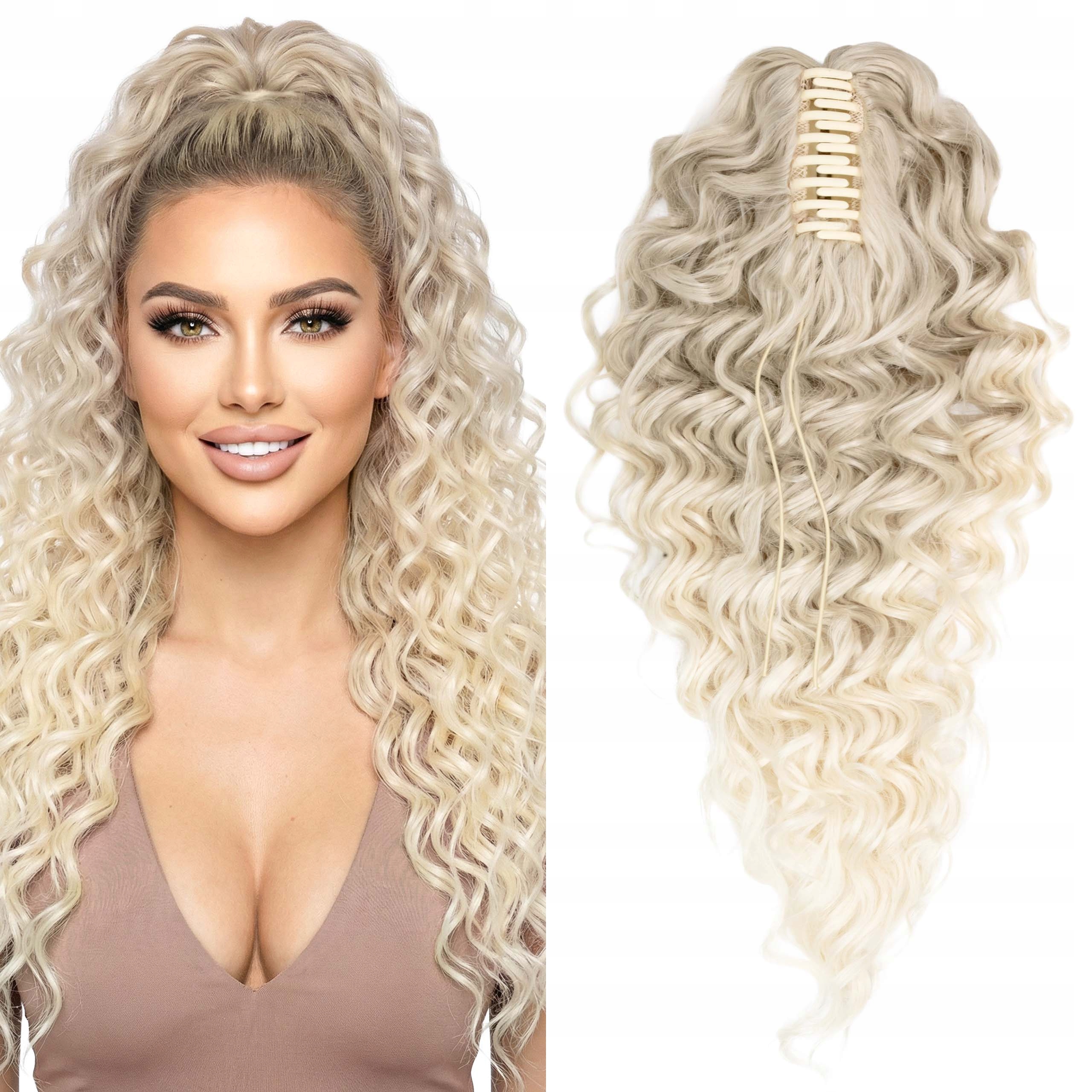 Afrokrab kucyk na klamrze włosy syntetyczne sztuczne 65cm ombre jasny blond