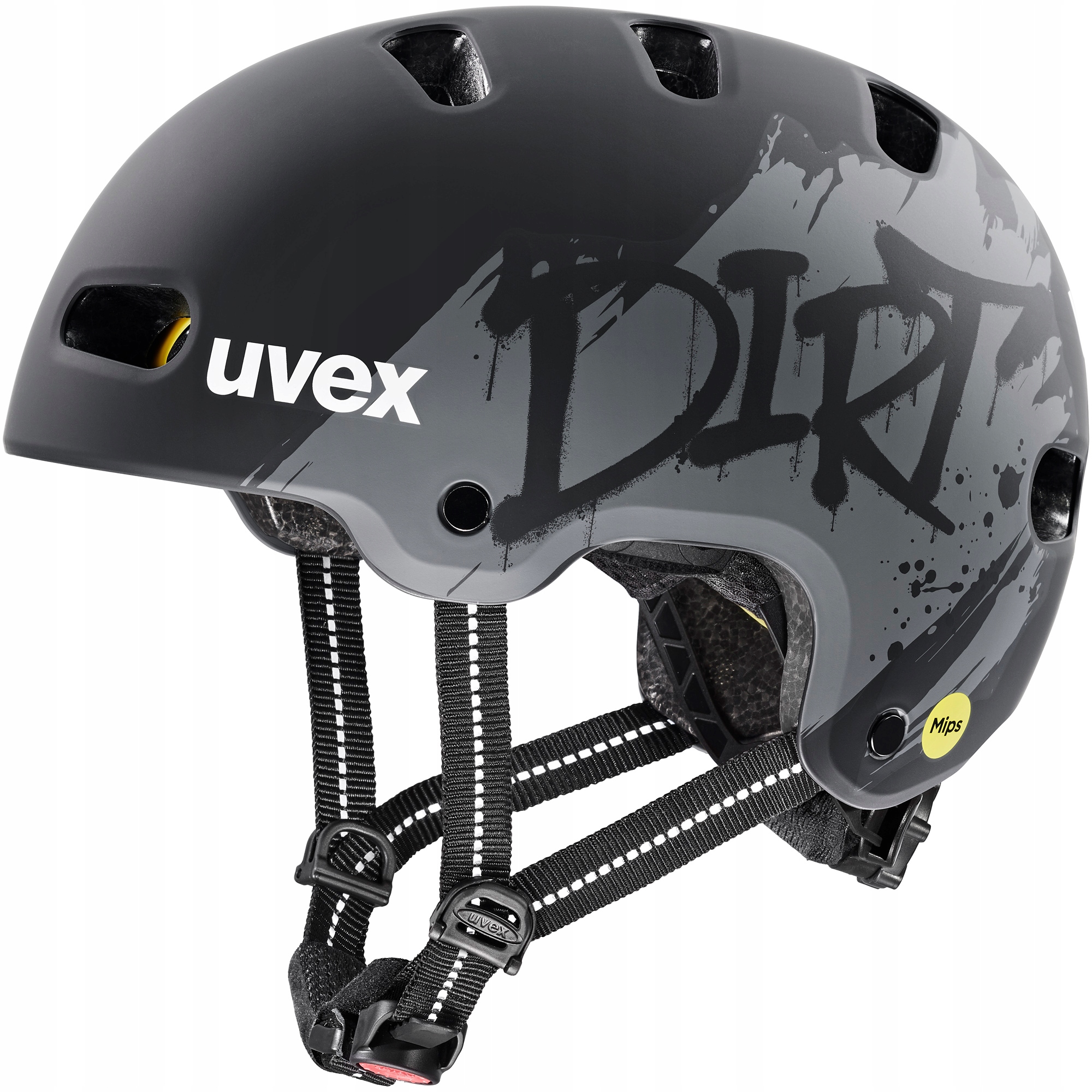 Kask rowerowy dziecięcy UVEX Kid 4 Style MIPS, dirt black matt