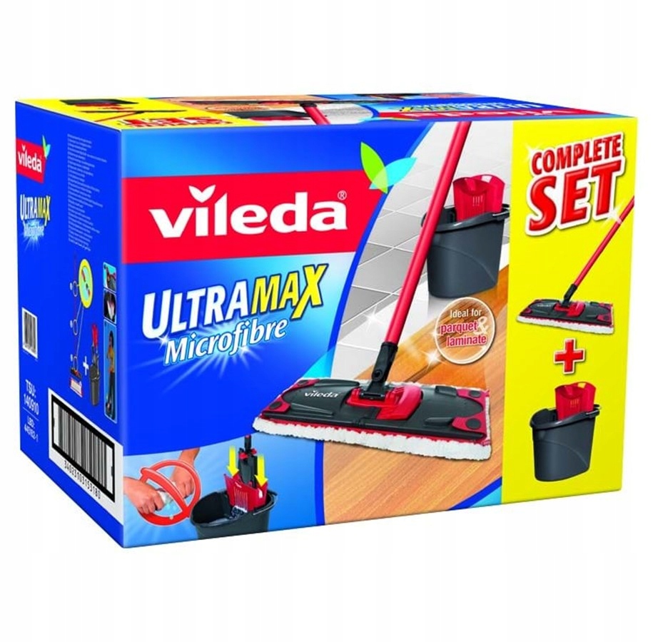 Levně Vileda Ultramax Mop Plochý Box Sada Kbelík S Vytlačovačem Tyč Vložka