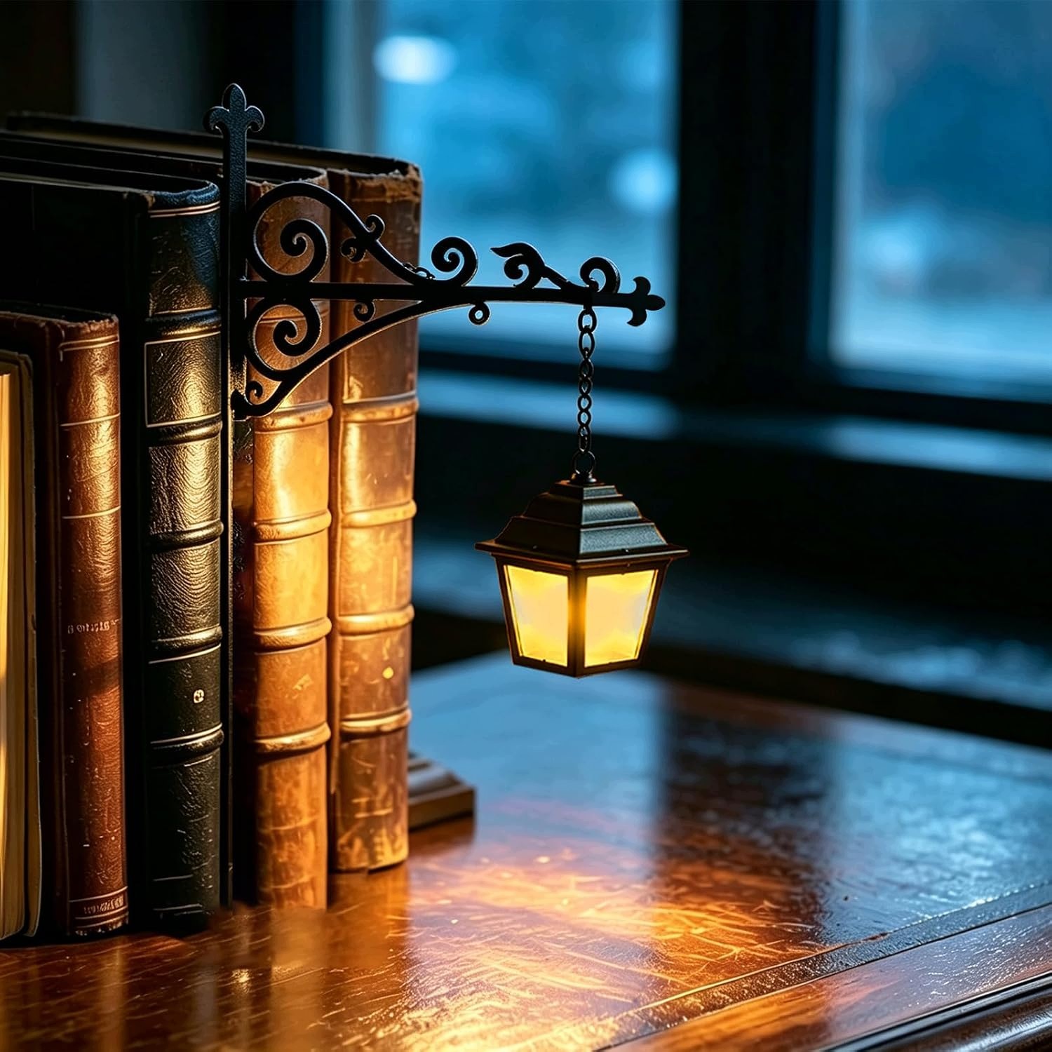 Lampion Książkowy Ozdobny Mini Lampka Półkowa Styl Retro Dekoracja
