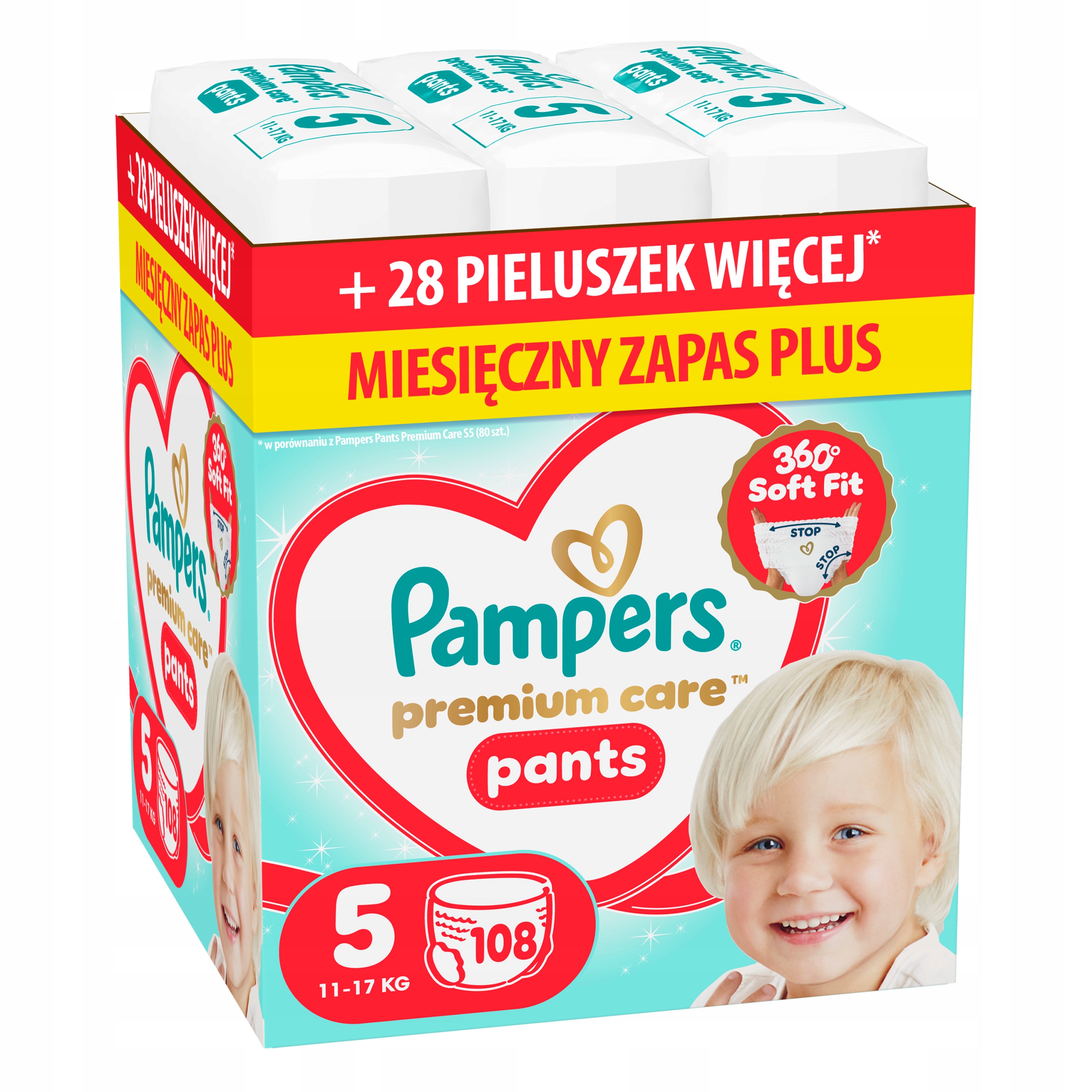 Pampers Premium Care 5 108szt. 11-17kg Pieluchomajtki Miesięczny zapas Plus