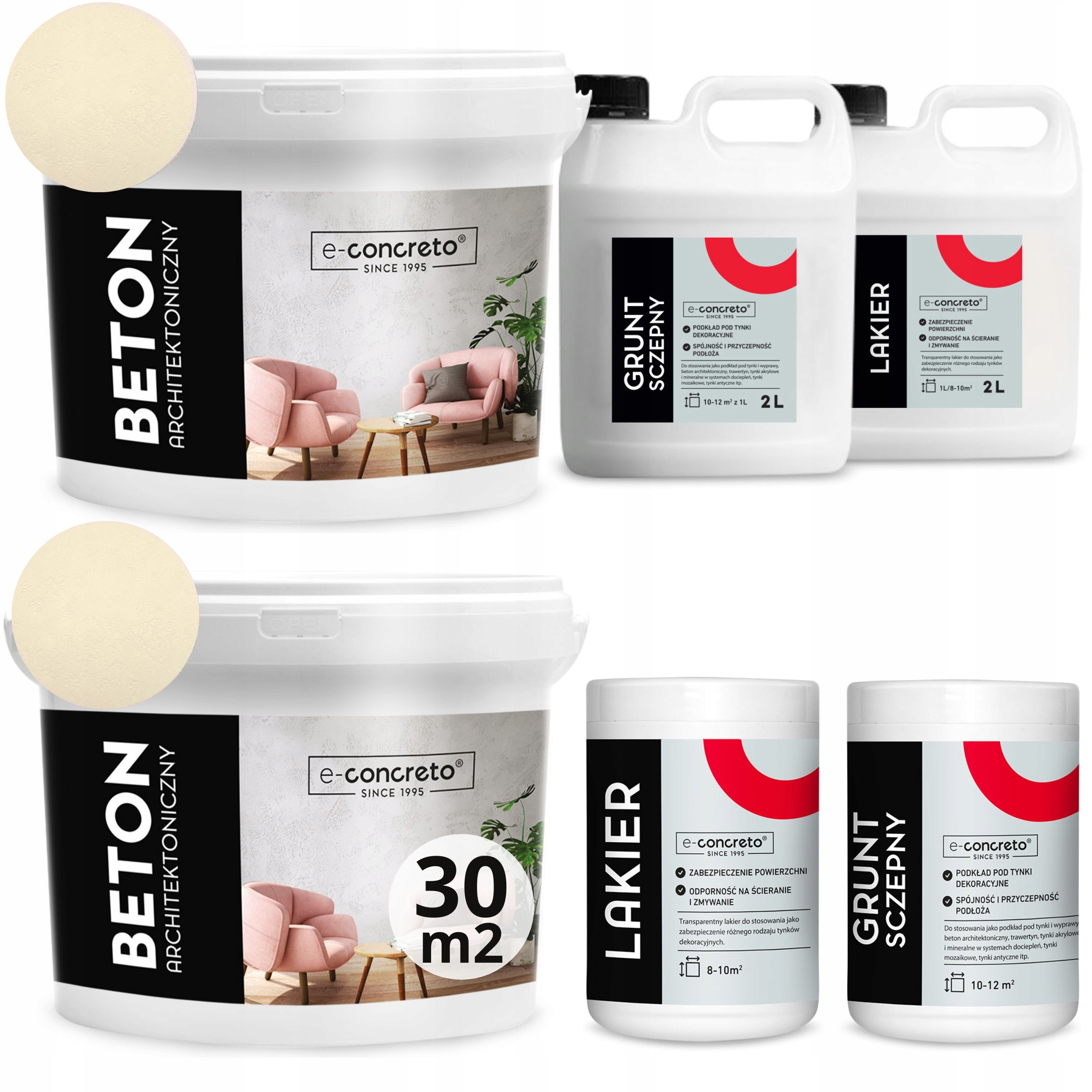 Architektonický beton Set 30 m2 Vanilkový Béžový Grunt+beton+lakier