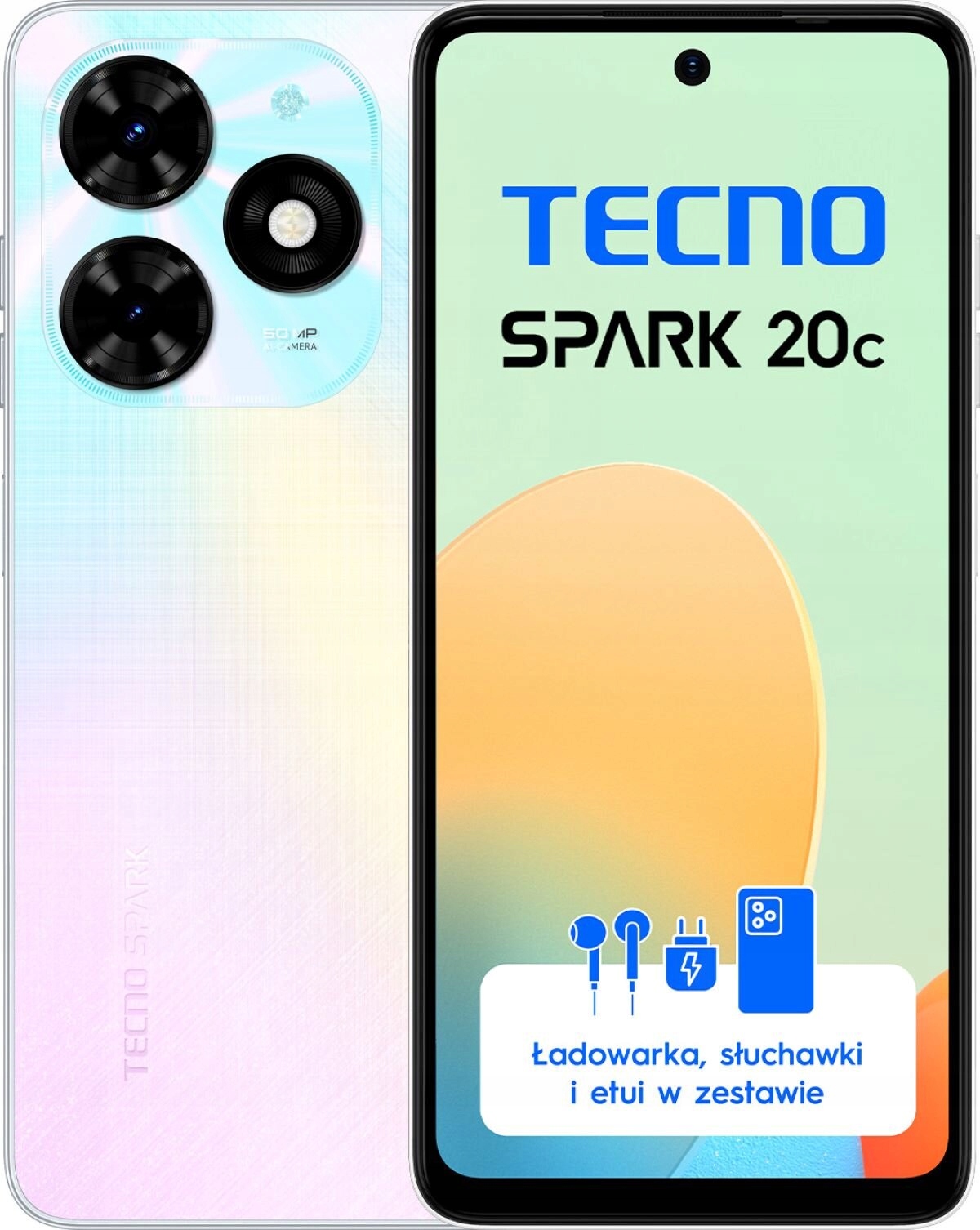 Smartfon Tecno Spark 20C 8 Gb 128 Gb 4G Lte 90Hz 6.56" Ips Mystery White