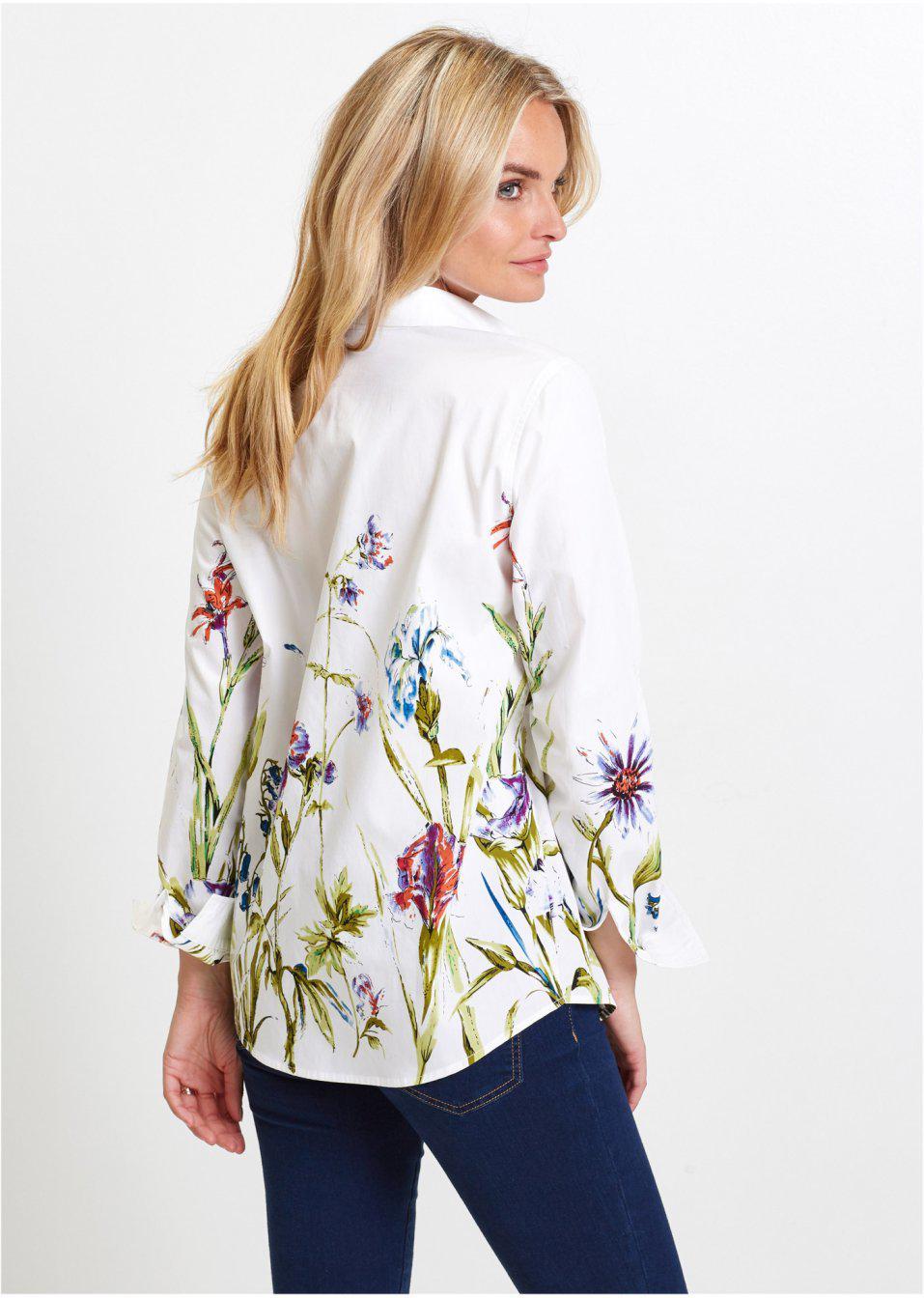 BONPRIX _XX JFL KOSZULA W KWIATY BIAŁA _/ 44 Marka Bonprix