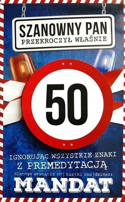 

Karnet na 50 Urodziny kartka Koperta mandat