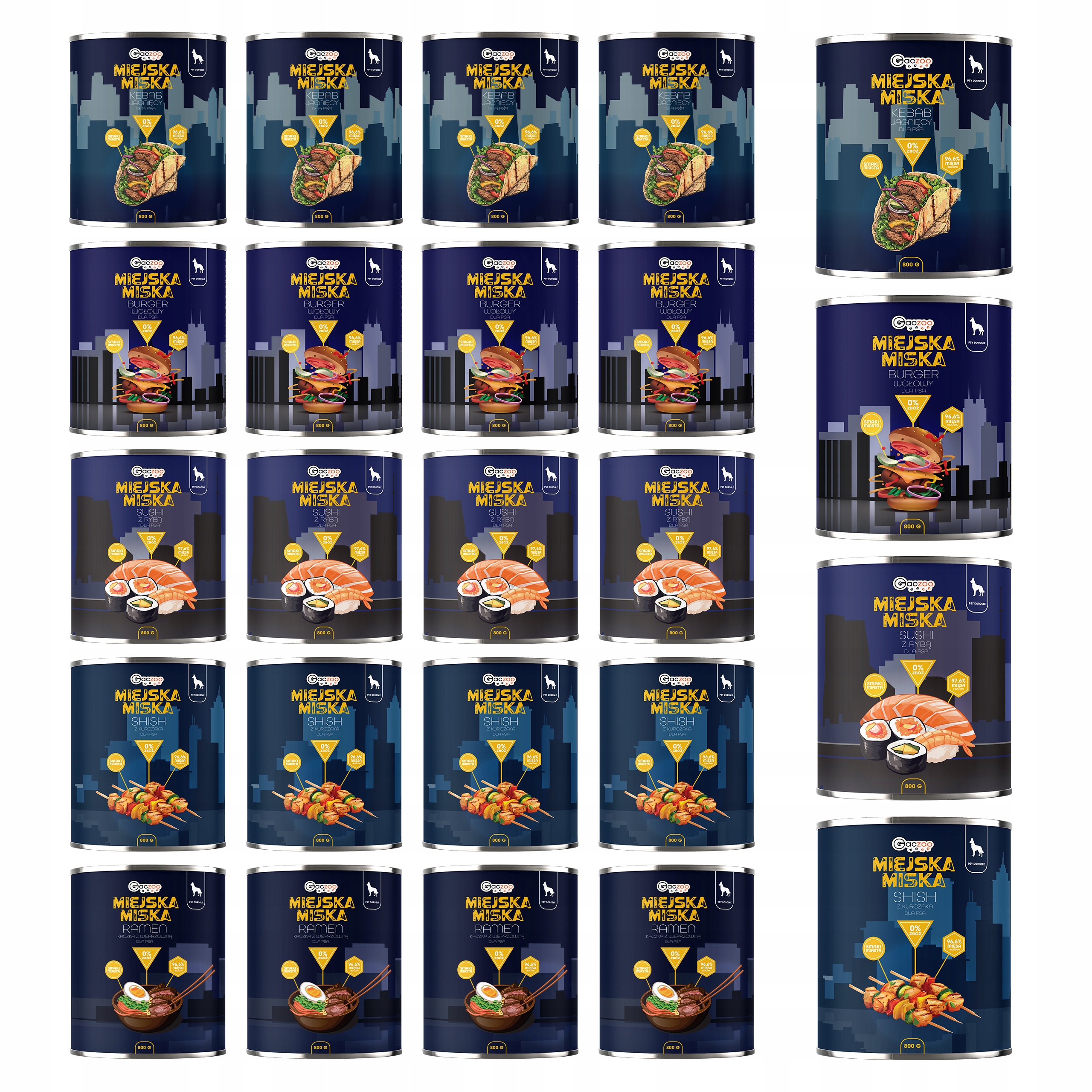 Levně Gaczoo Městská miska bezobilná krmivo mokré pro psa mix chutí 24 x 800 g